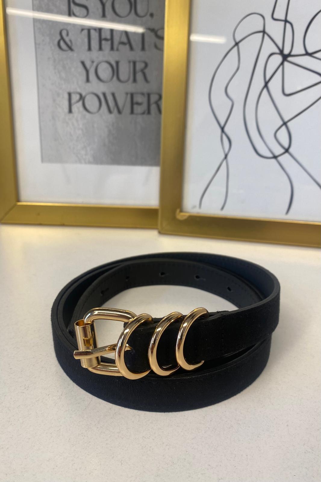 HALKA GEÇİRMELİ SÜET GOLD KEMER