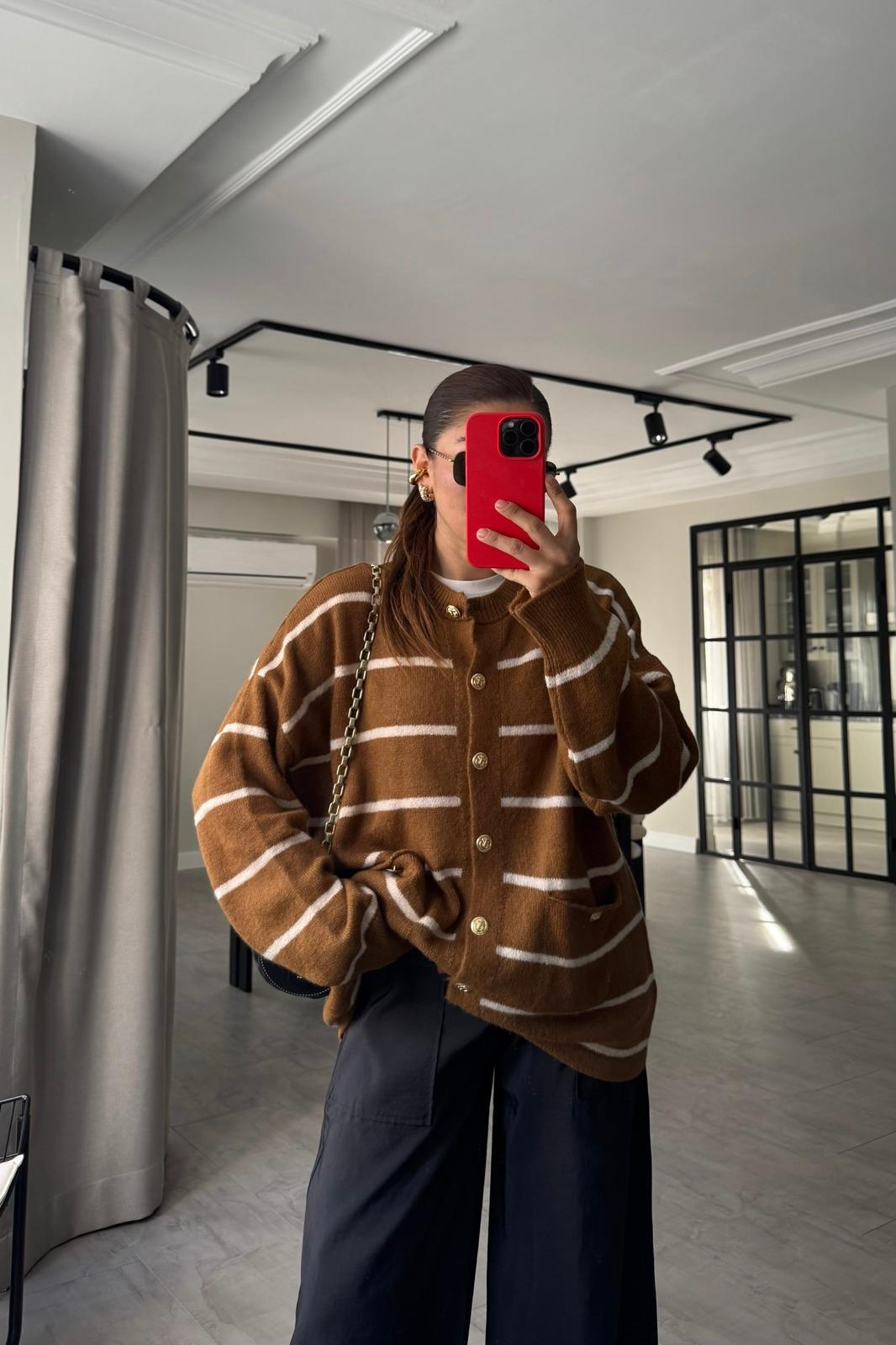 GOLD DÜĞMELİ ÇİZGİLİ HIRKA/1109