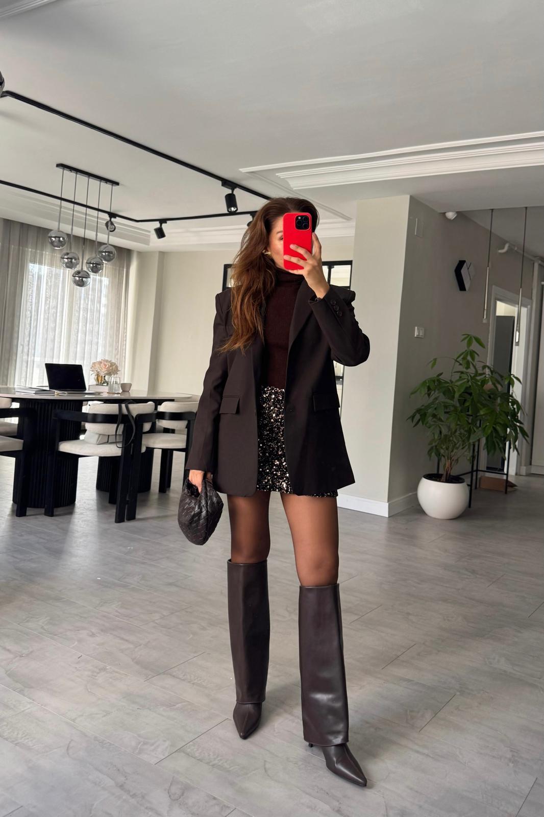 SIRTI ÇAPRAZ DÜĞME DETAYLI BLAZER CEKET/4040