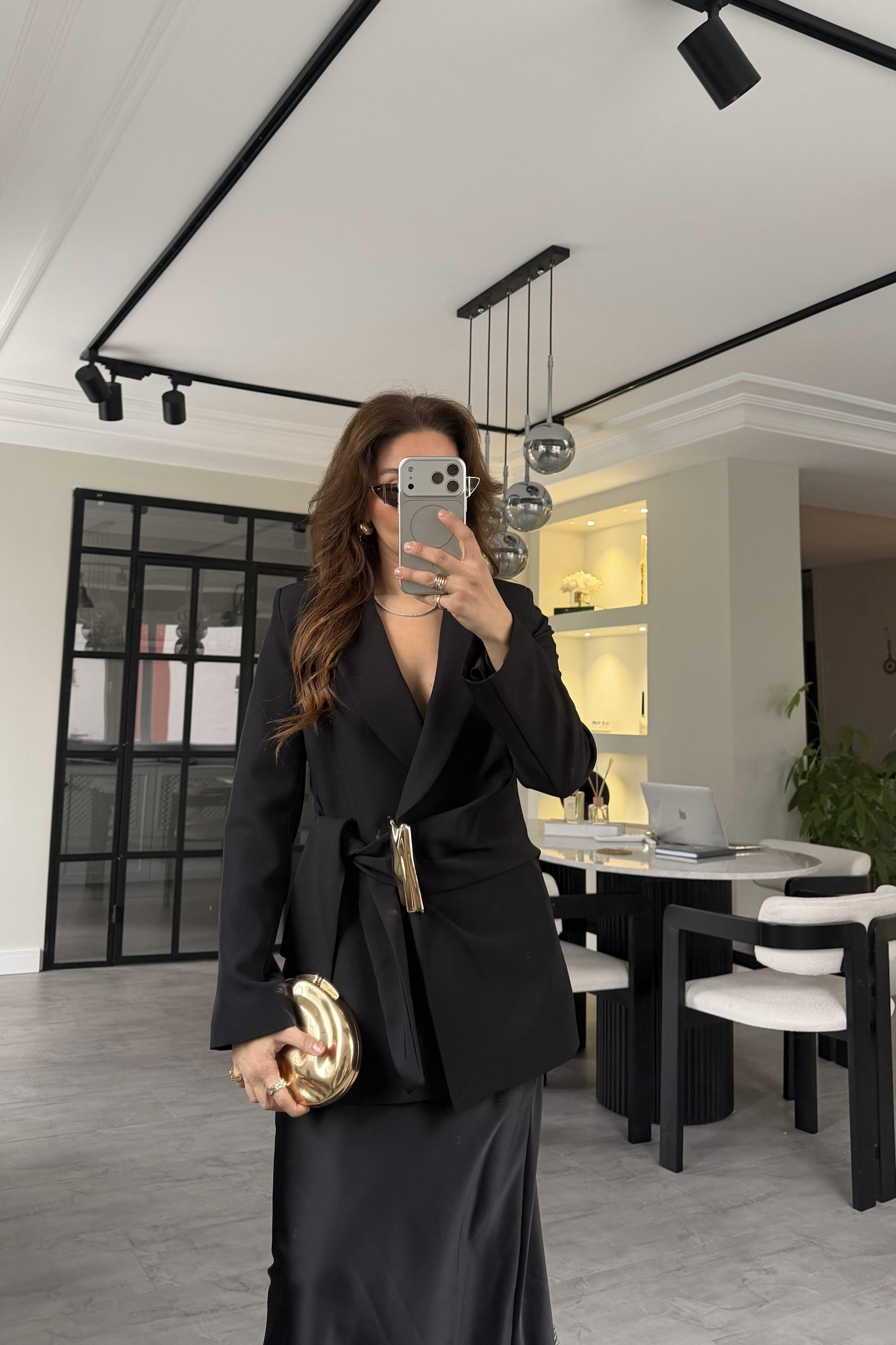 GOLD AKSESUARLI BAĞLAMALI BLAZER CEKET/250767