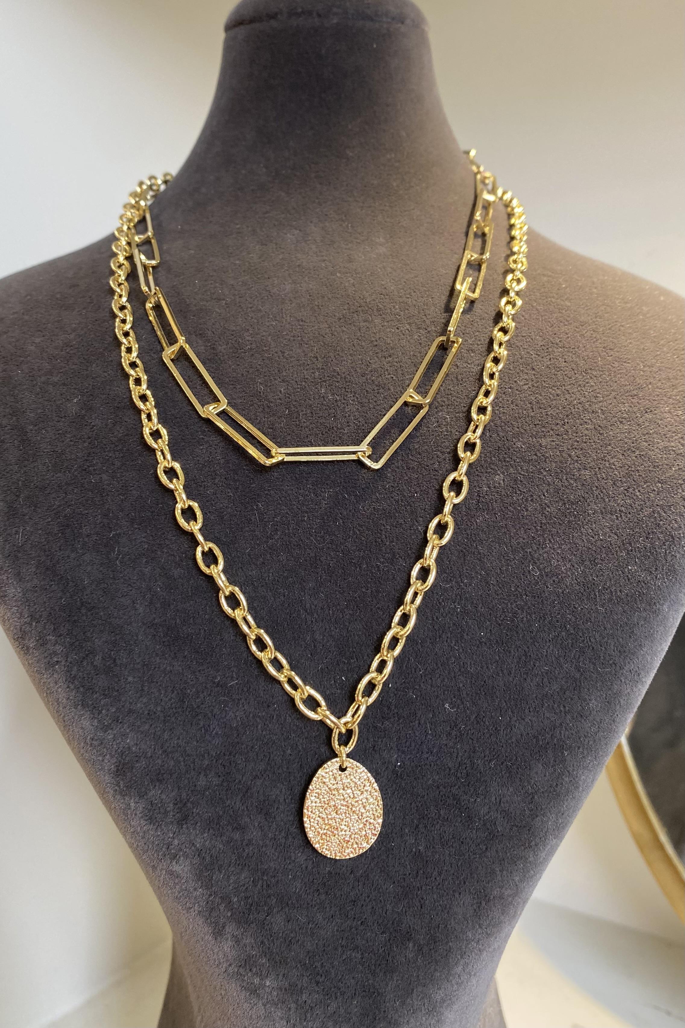 PLAKA CHARMLI ATAÇ KOMBİN KOLYE