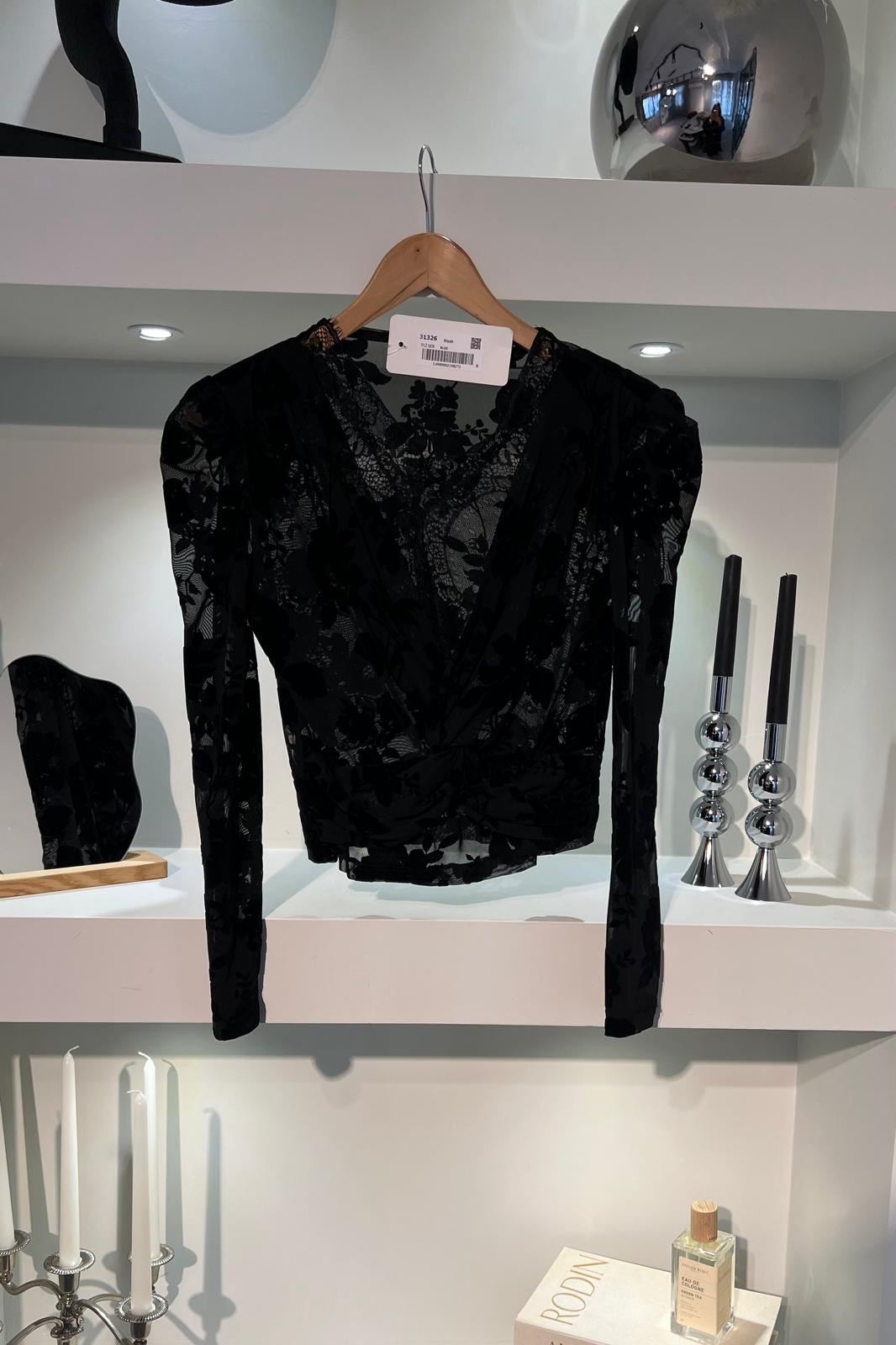 KADİFE BASKILI TRANSPARAN BLUZ/31326