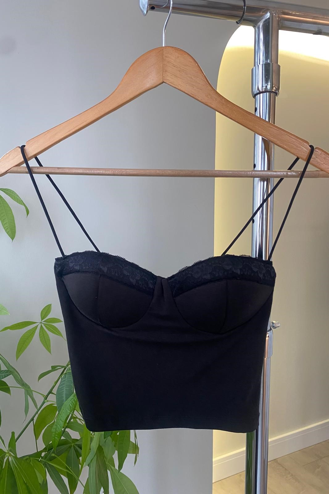 DANTEL DESTEKLİ İPLİ CROP ATLET/1449