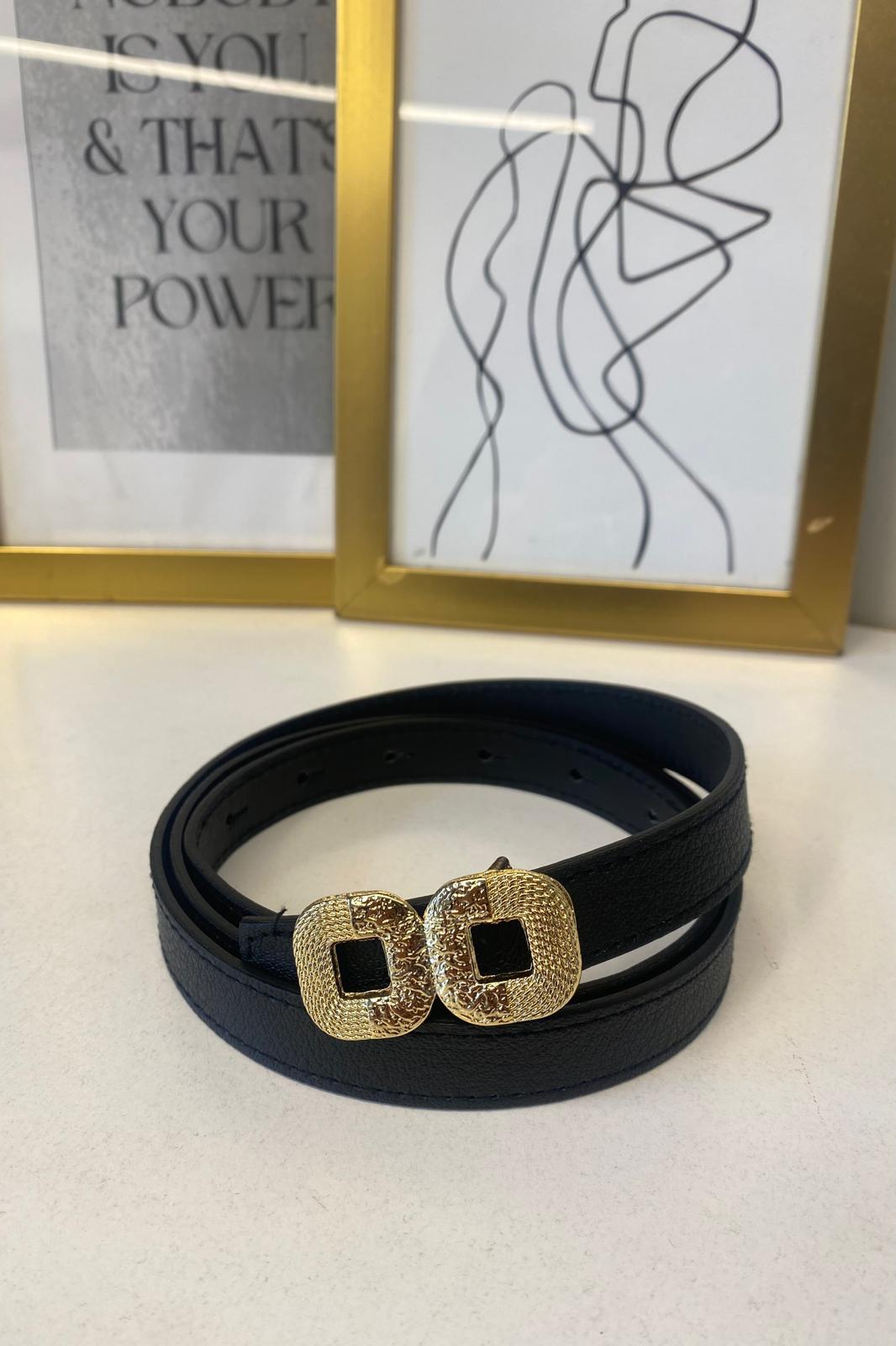 ÇİFT KARE TOKALI GOLD KEMER