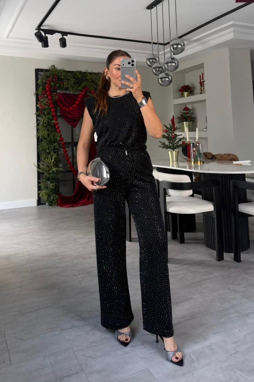 BELİ LASTİKLİ TAŞLI PALAZZO PANTOLON/29416