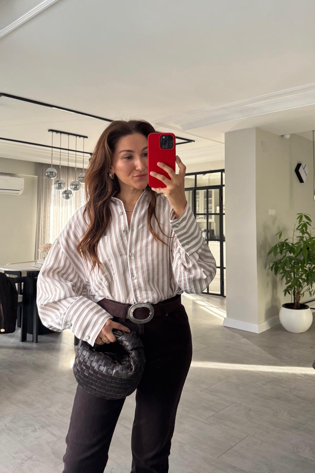 ÇİZGİLİ OVERSİZE GÖMLEK/4969