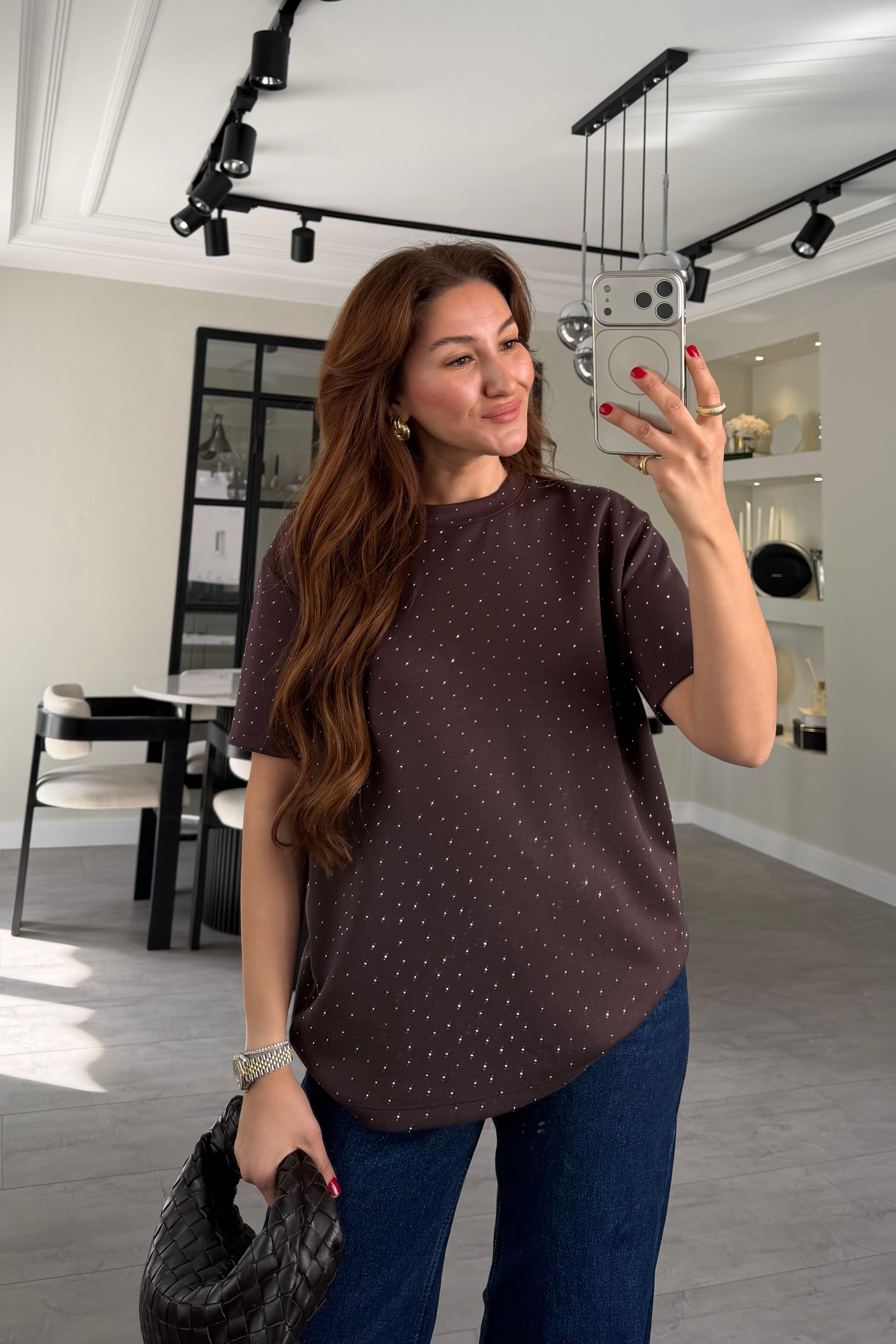 KISAKOL TAŞLI T-SHİRT/11351