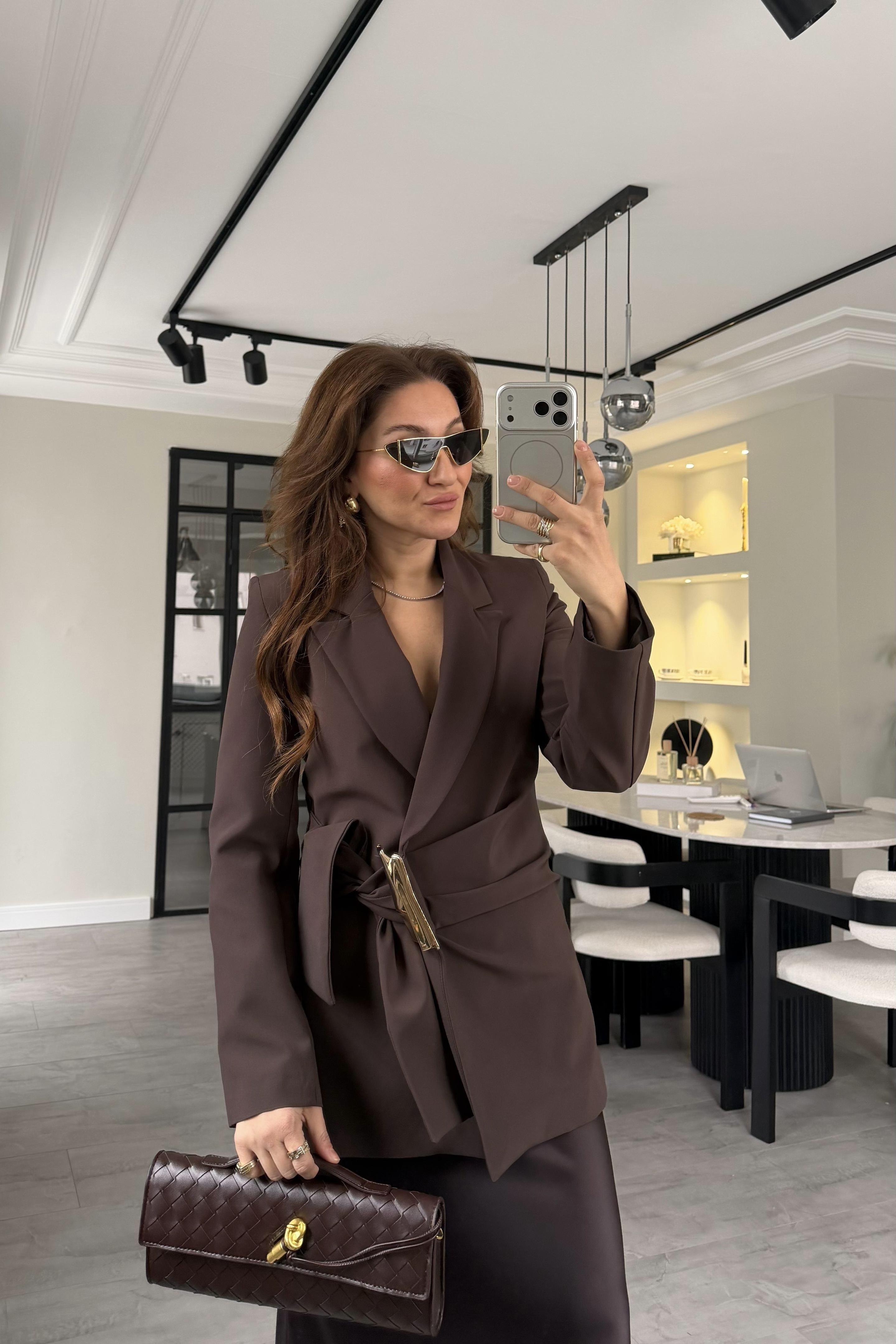 GOLD AKSESUARLI BAĞLAMALI BLAZER CEKET/250767