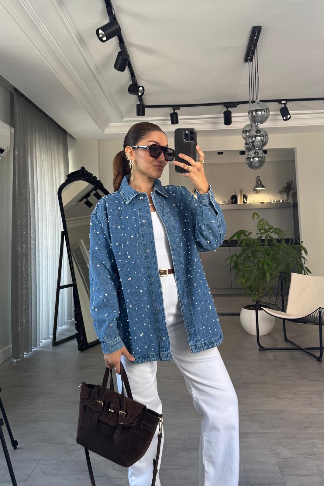 İNCİLİ DENİM GÖMLEK/36696