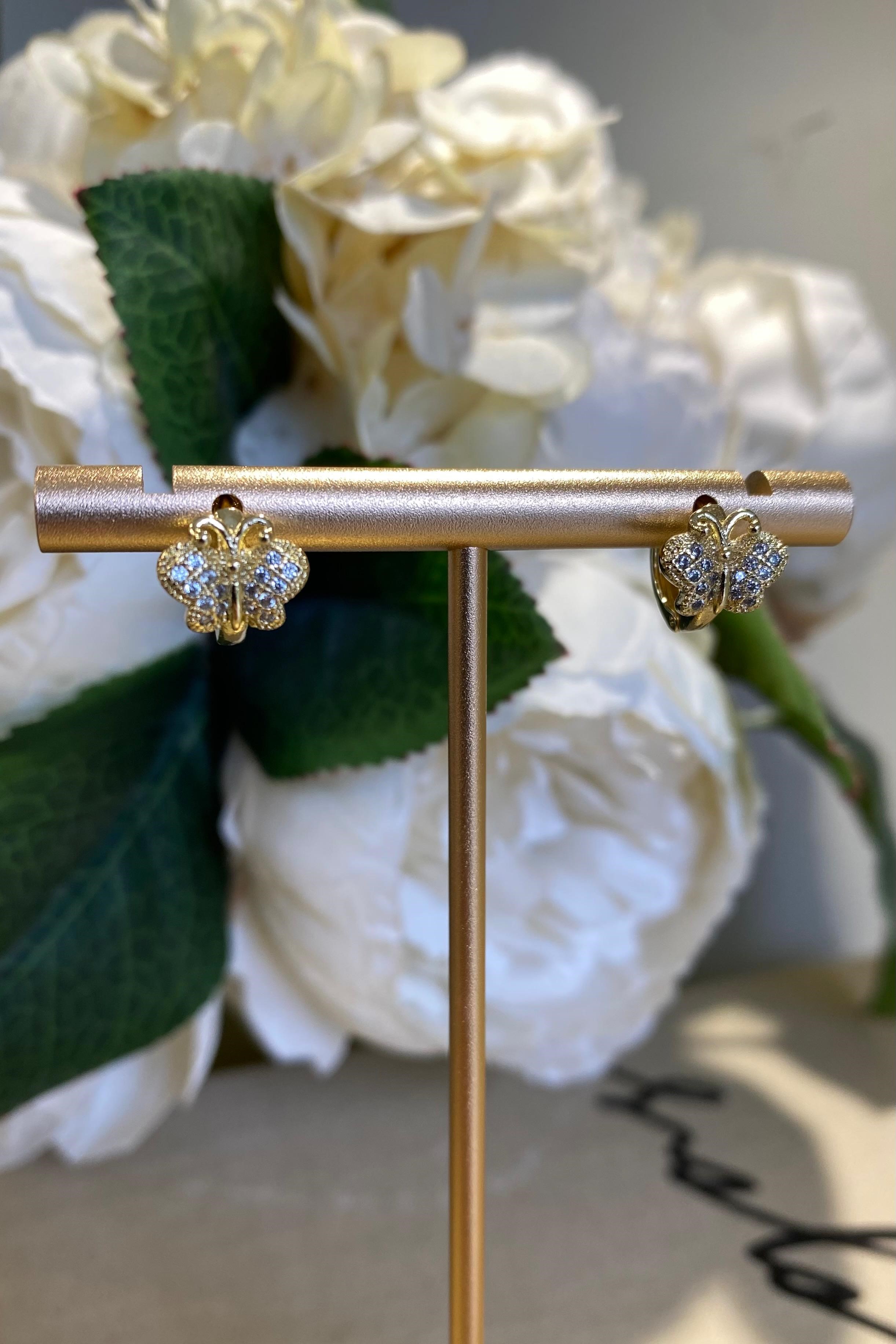 TAŞLI BOMBE KELEBEK KÜPE