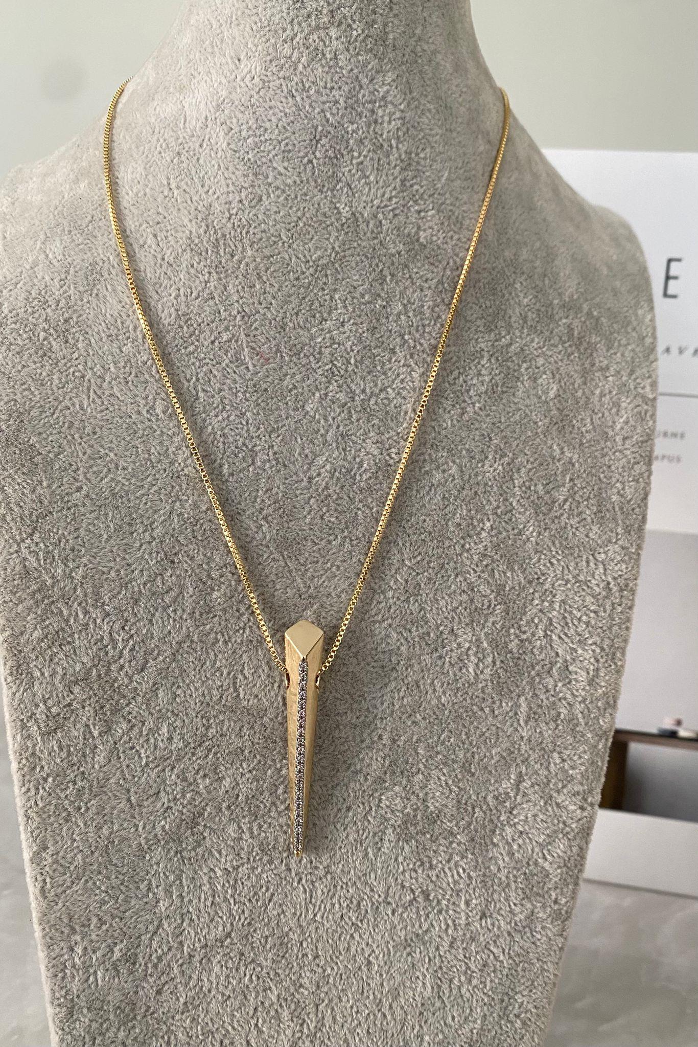 ZİRKON TAŞLI PRİZMA KOLYE 50cm