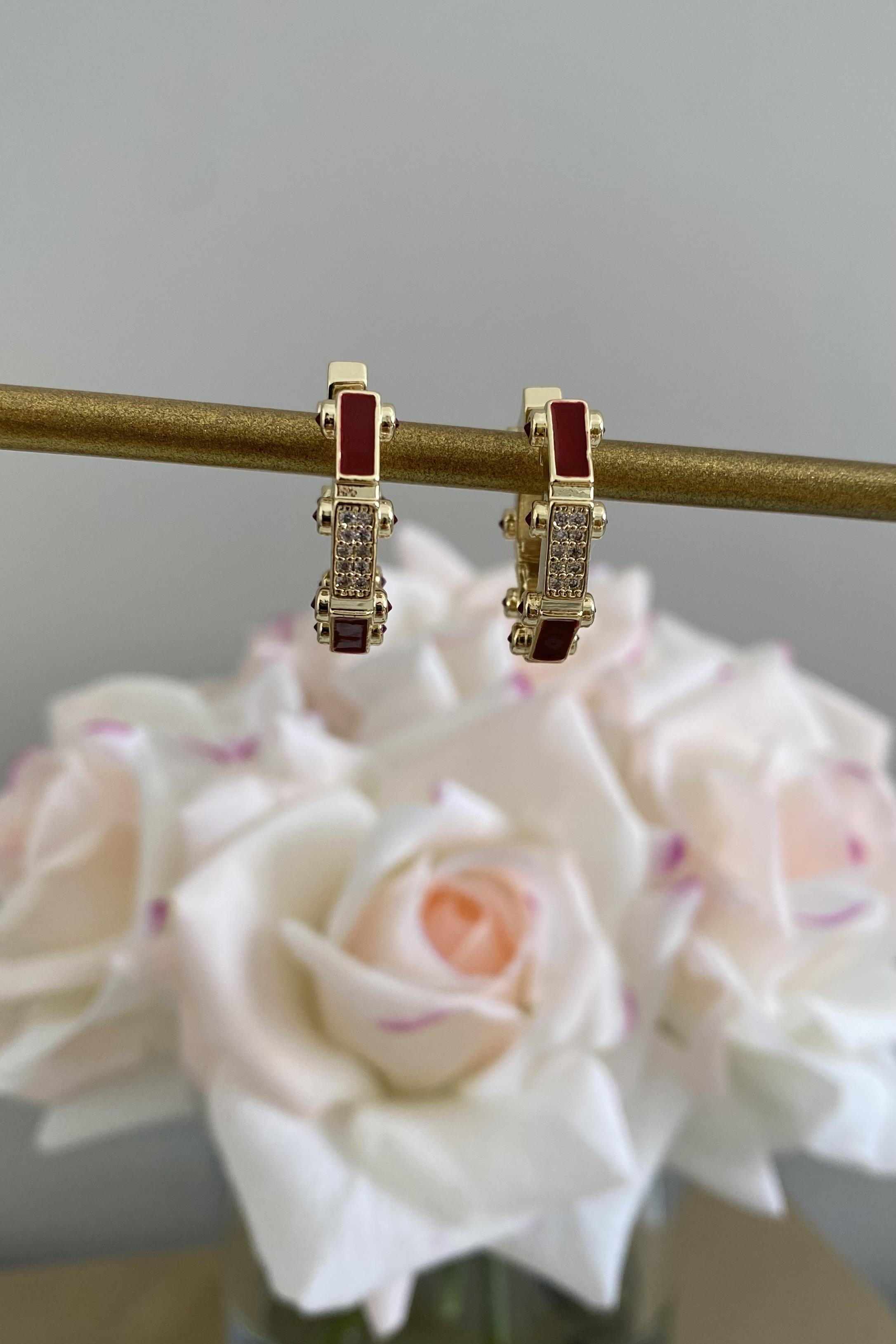 RAY RENKLİ TAŞLI HALKA KÜPE