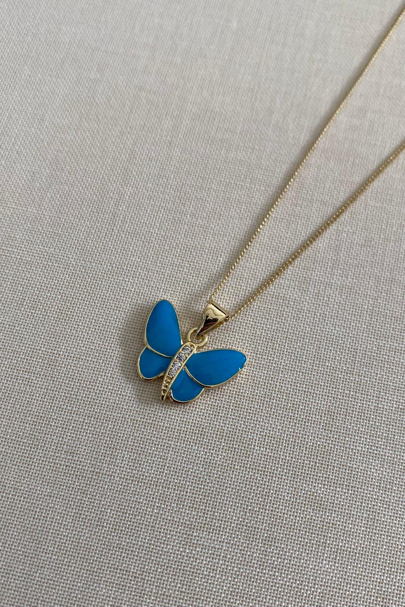 MAVİ KELEBEK HAYALET KOLYE