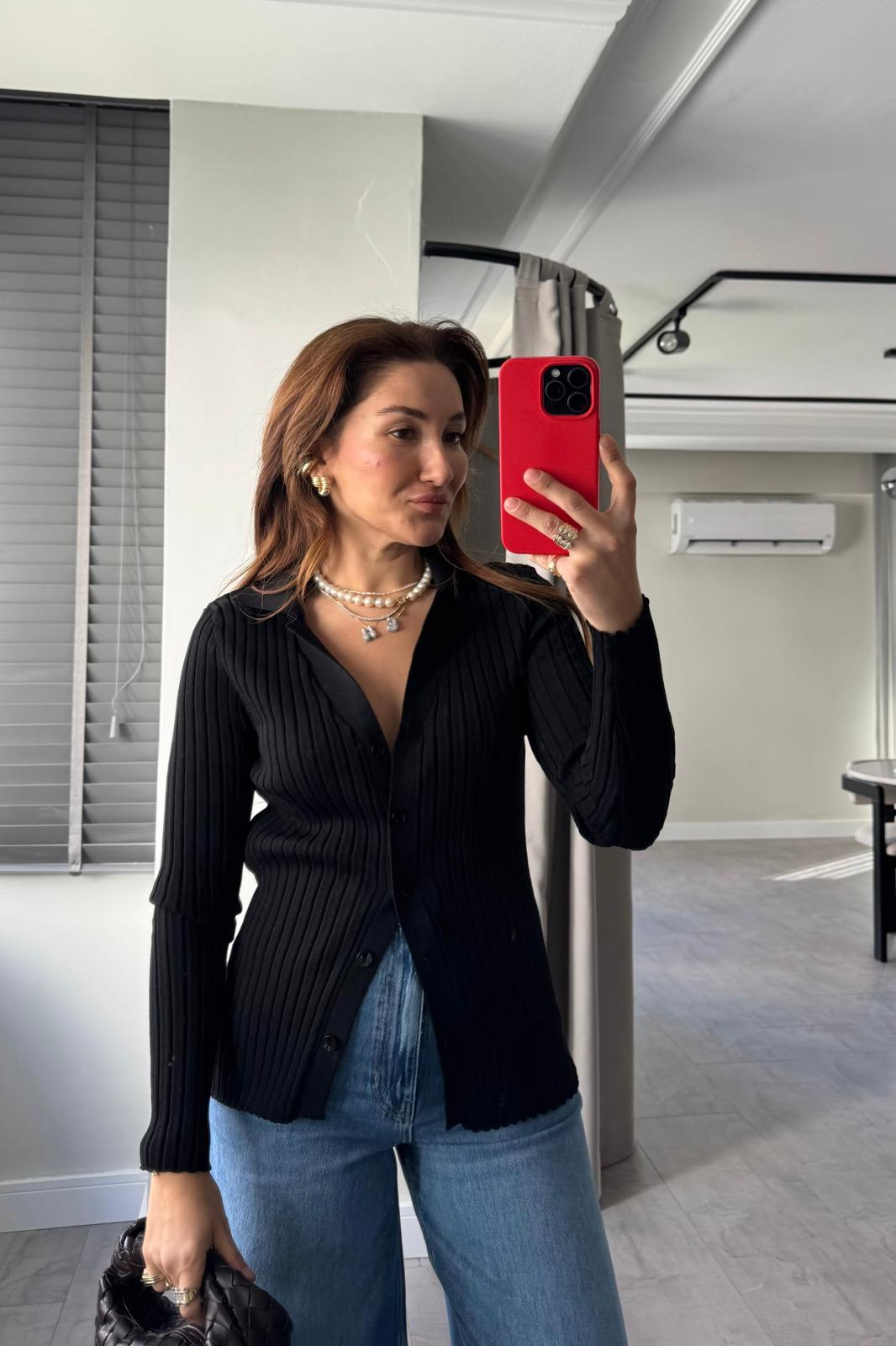 GÖMLEK YAKA FİTİLLİ KAZAK/5061