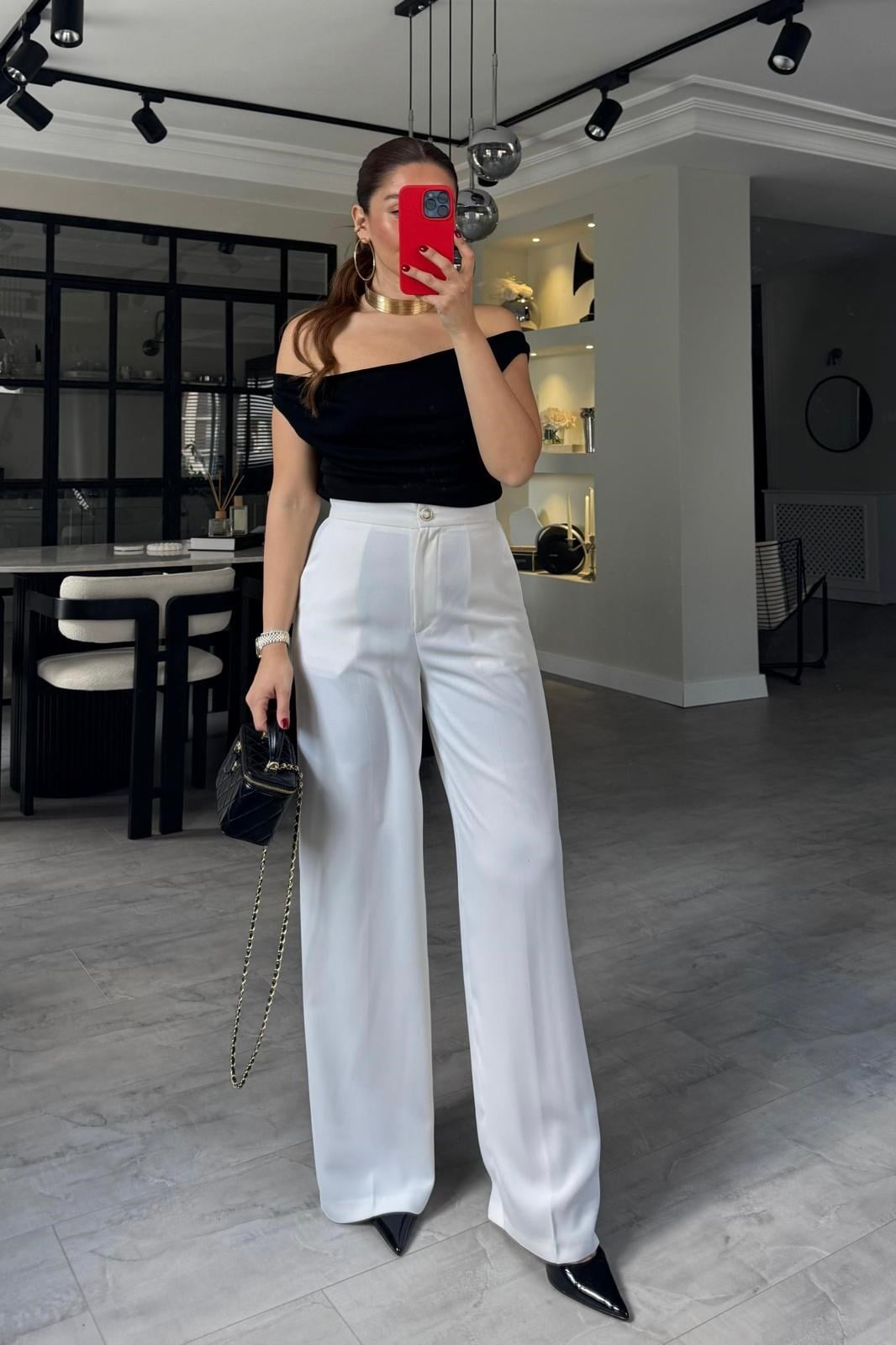 BELİ LASTİKLİ PİLESİZ PALAZZO PANTOLON