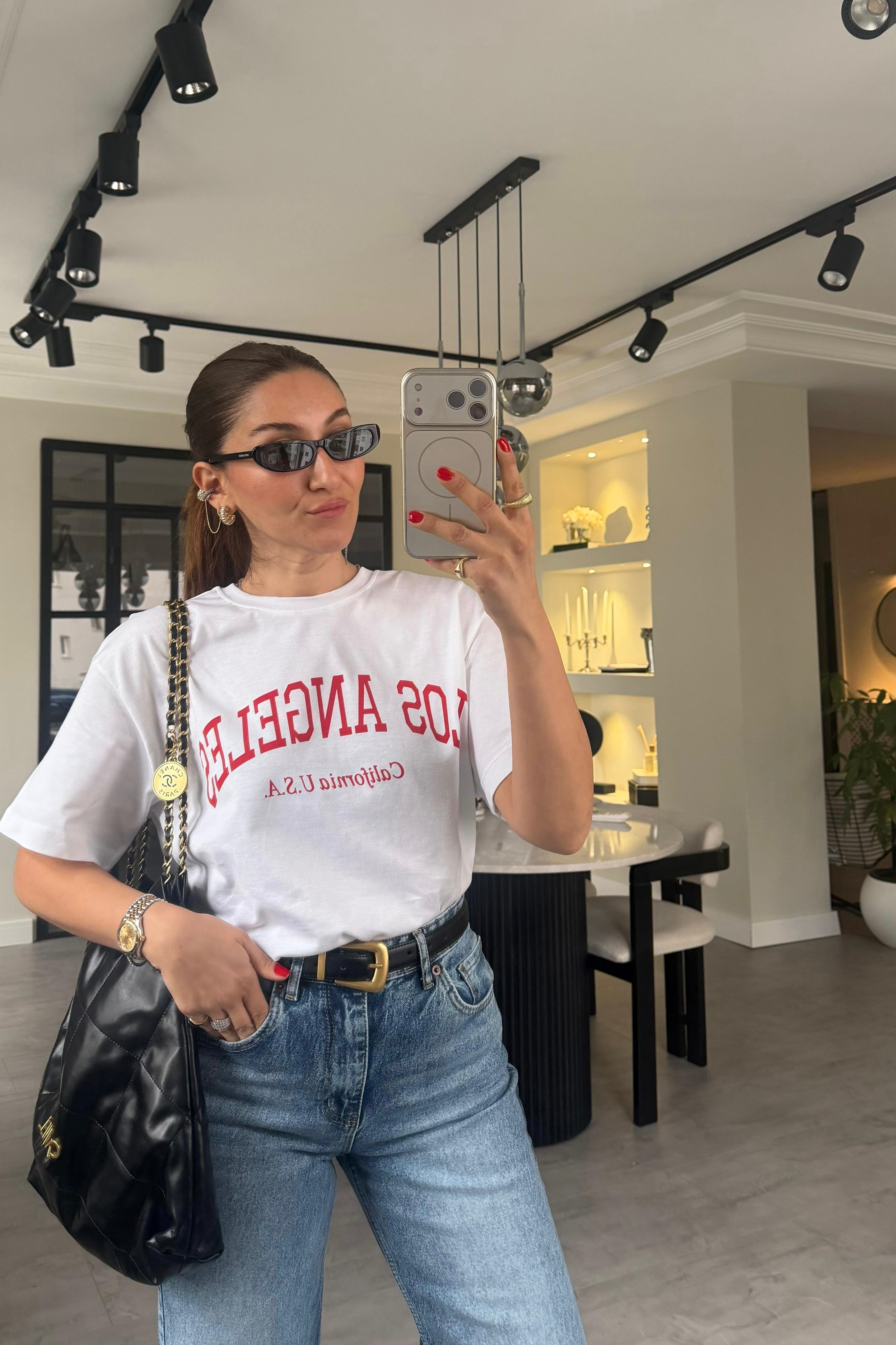 LOS ANGELES YAZILI T-SHİRT