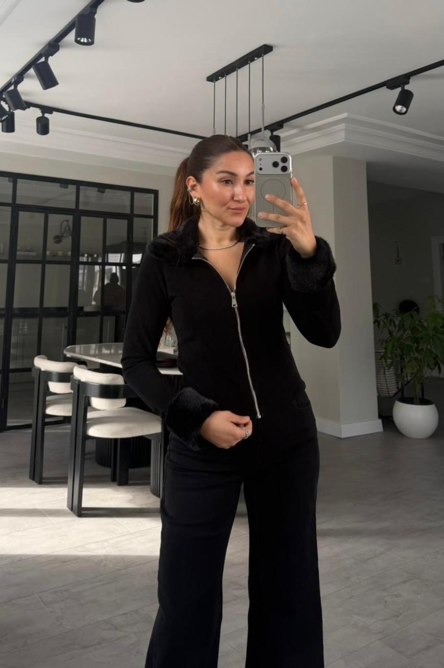 KÜRK DETAYLI FERMUARLI CEKET/7743