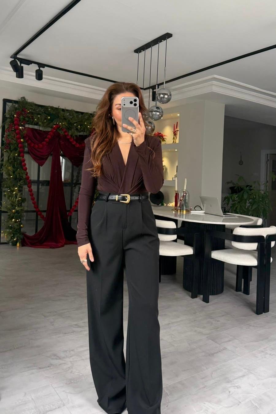 VATKALI SATEN V YAKA BLUZ/0353