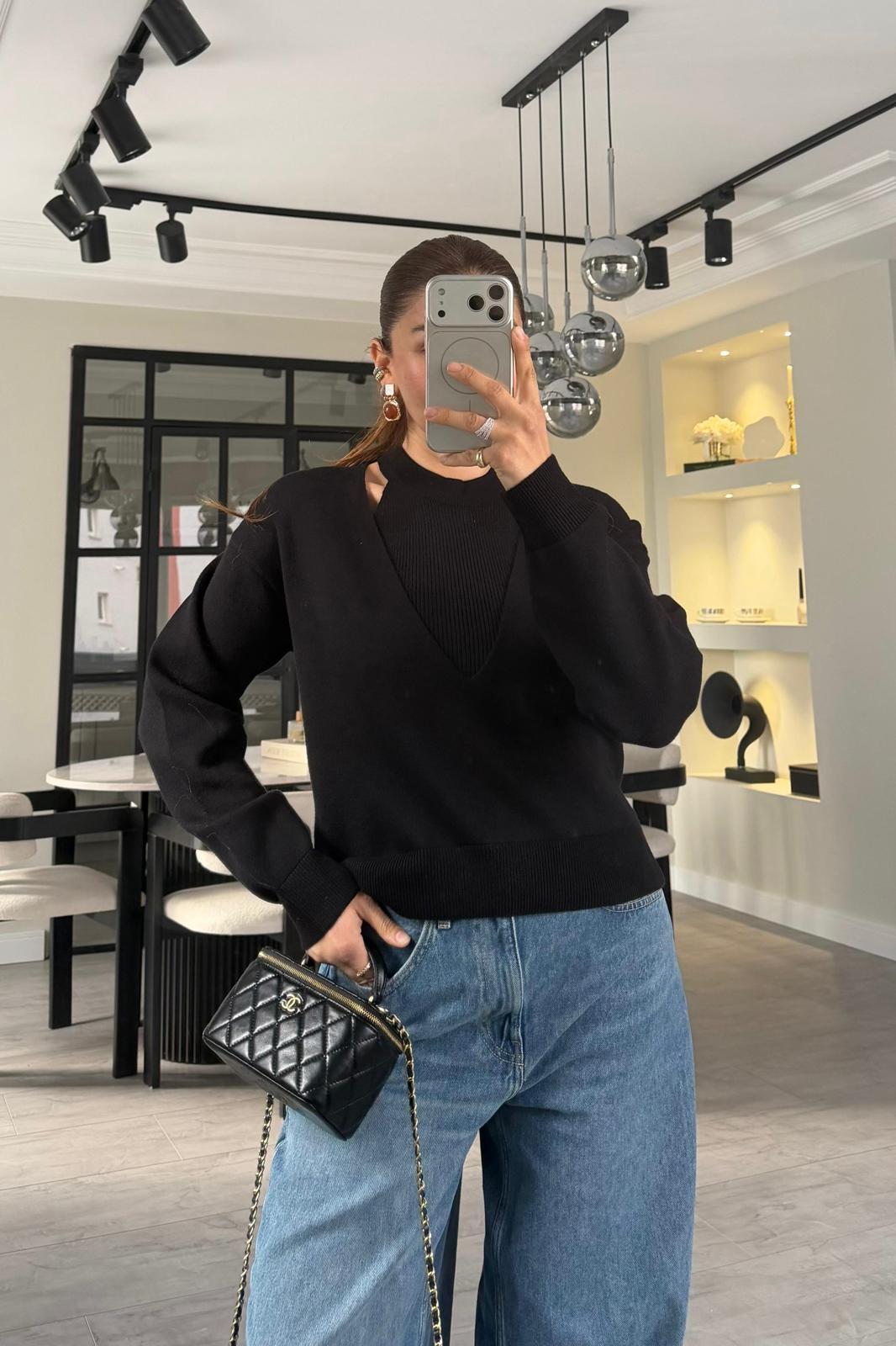 KENDİNDEN ATLETLİ V YAKA KAZAK/1206