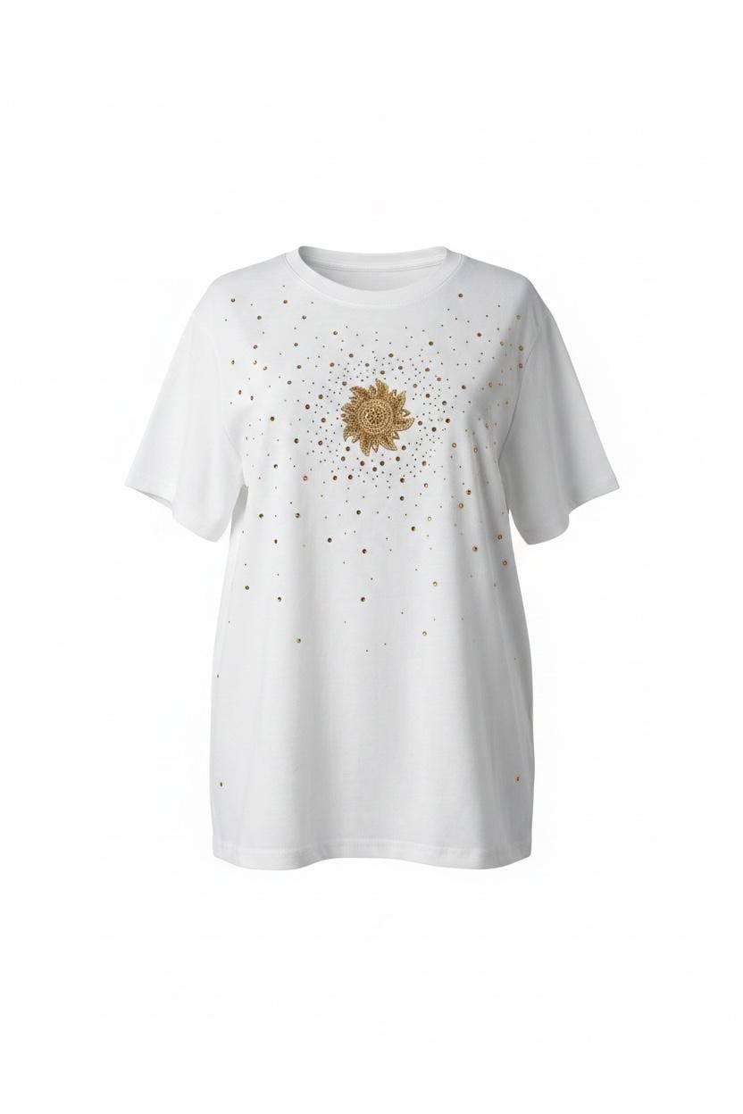 GÜNEŞ-SERPME TAŞLI T-SHIRT
