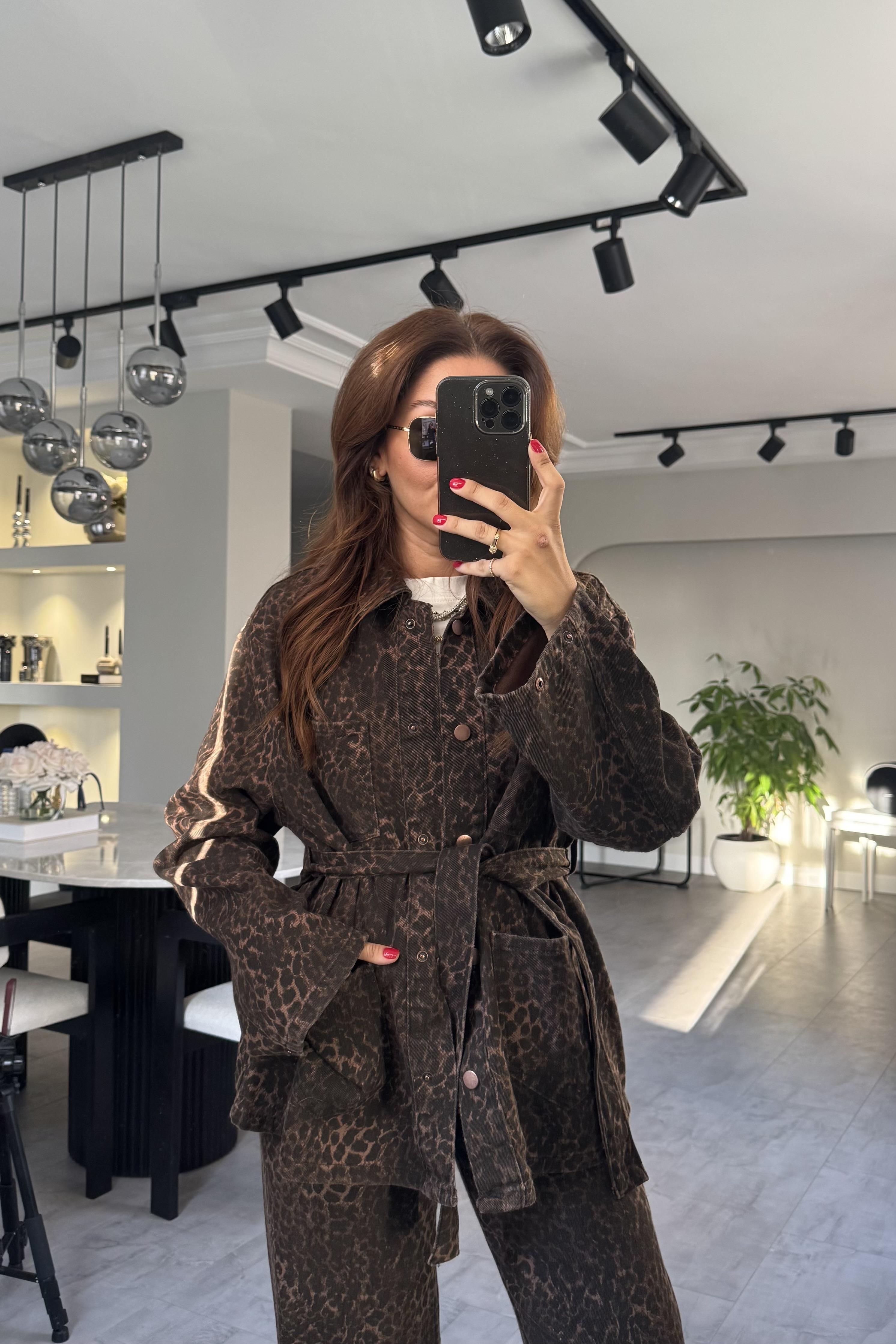 CEPLİ LEOPAR DENİM CEKET/ 0276