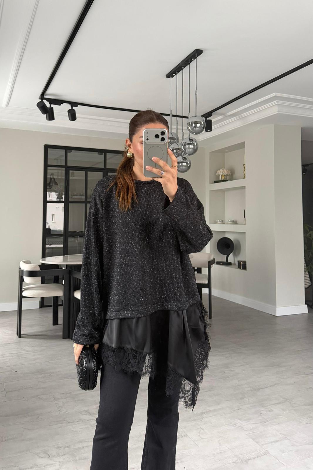 ETEK UCU SATEN SİMLİ ELBİSE/7722