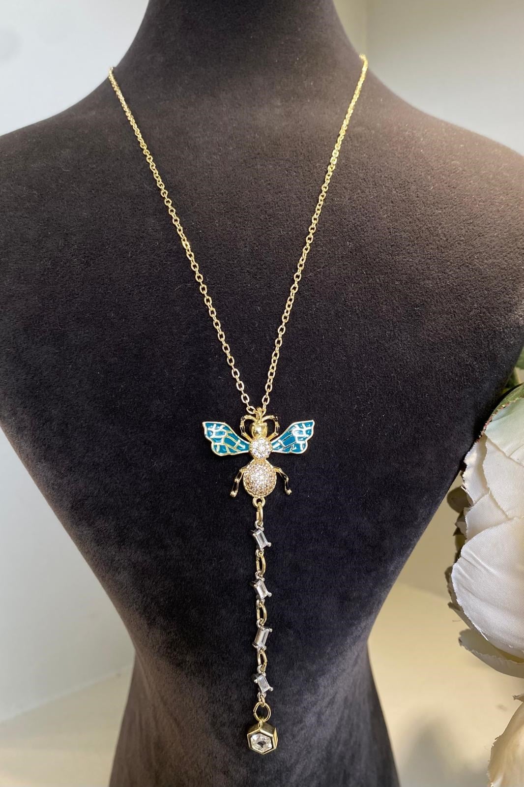 ZİRKON TAŞLI ARI KOLYE