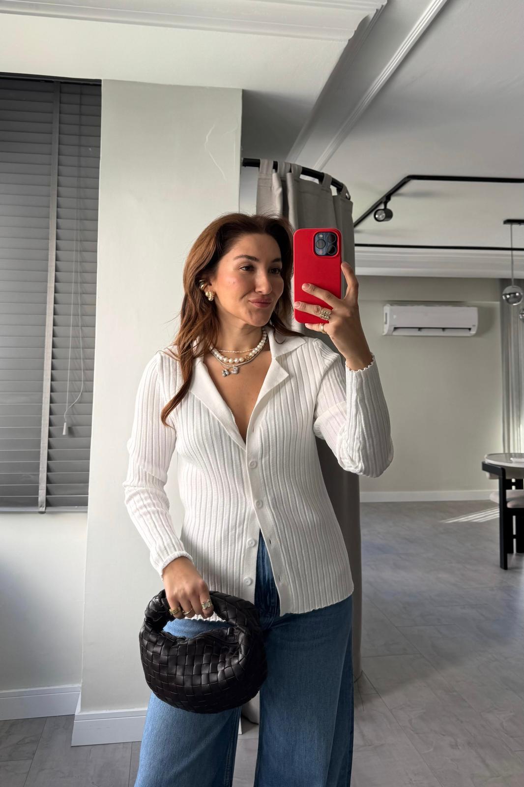 GÖMLEK YAKA FİTİLLİ KAZAK/5061