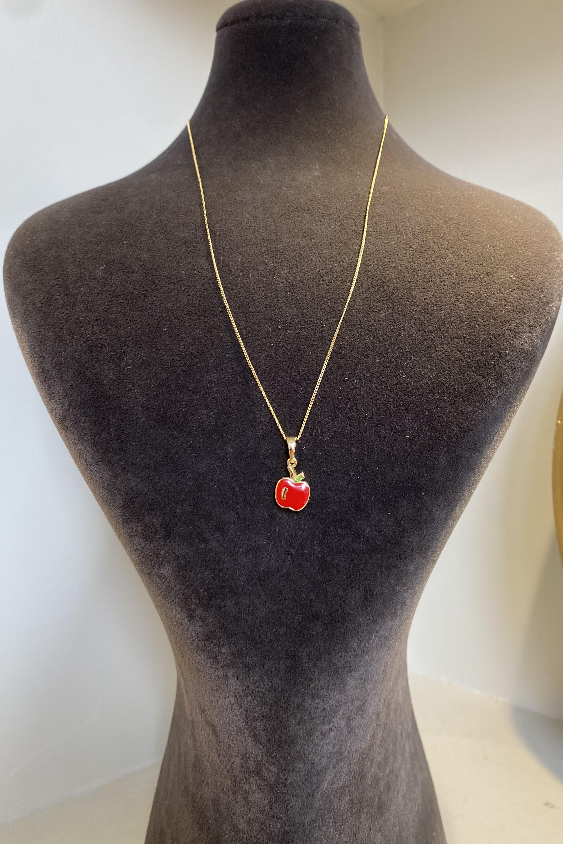 KIRMIZI ELMA HAYALET KOLYE