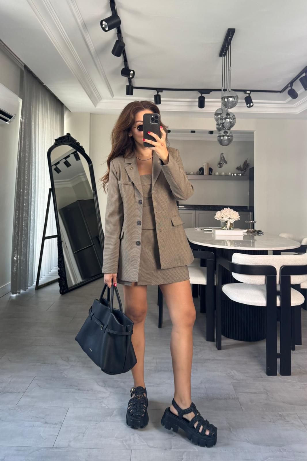 BROŞLU KAZAYAĞI BLAZER CEKET/250721