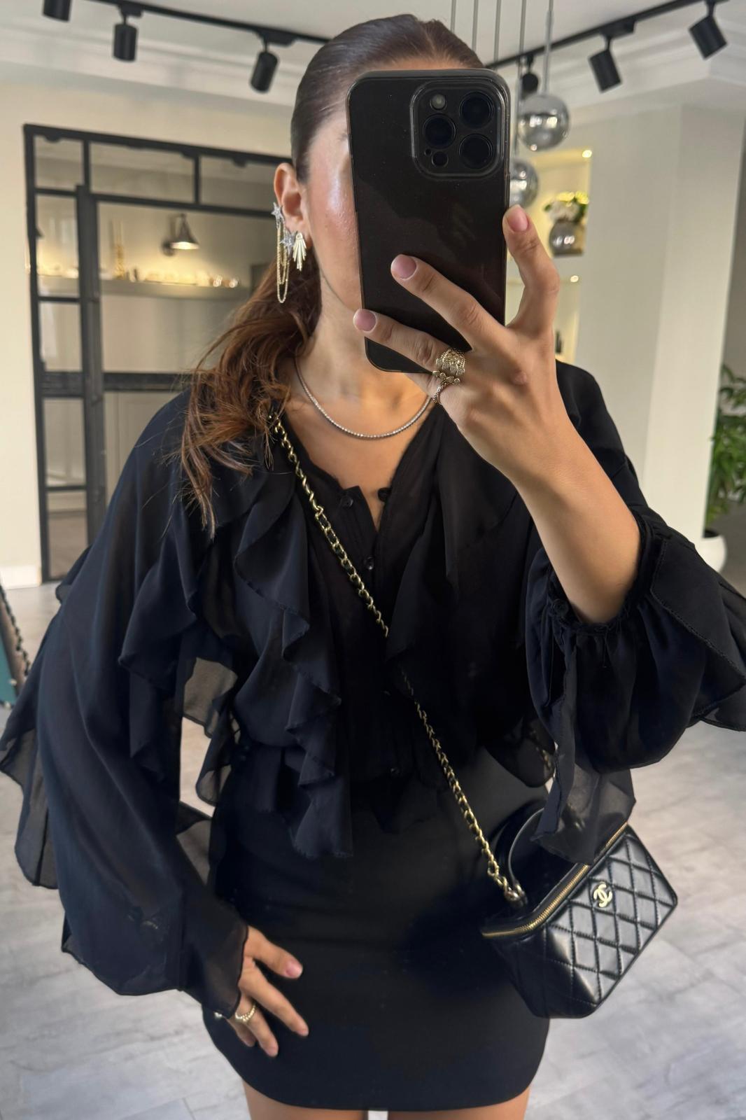 VOLANLI PREMİUM ŞİFON GÖMLEK