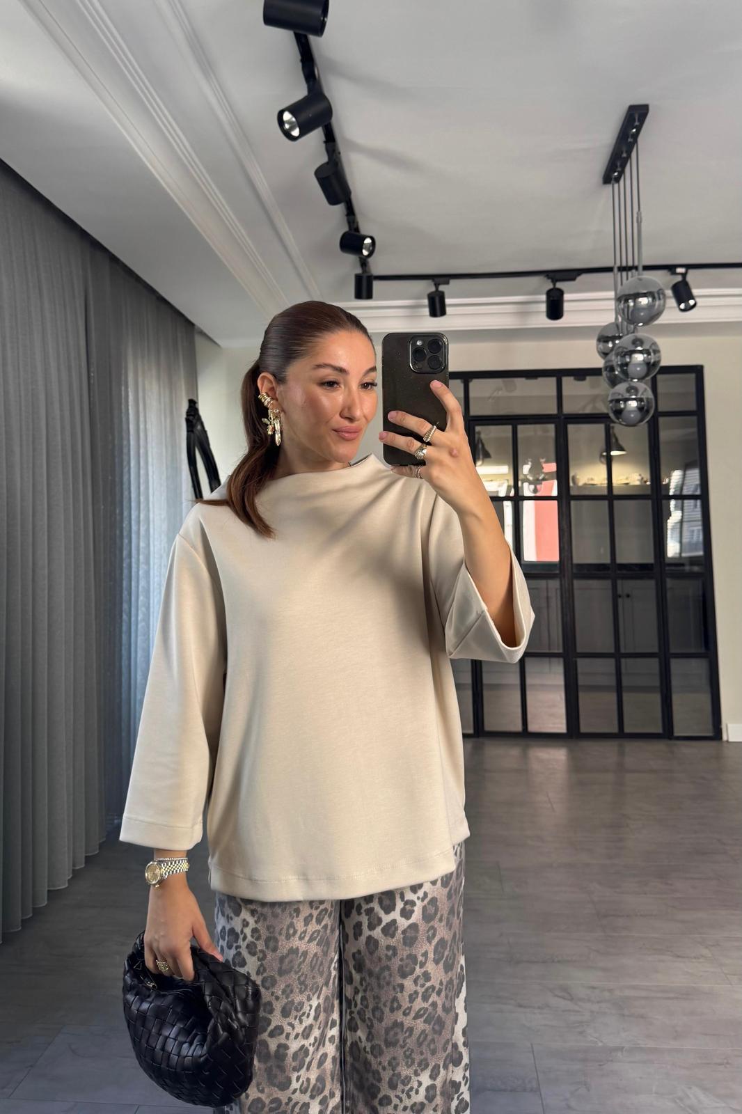 BALIKÇI YAKA GESS KOL T-SHİRT