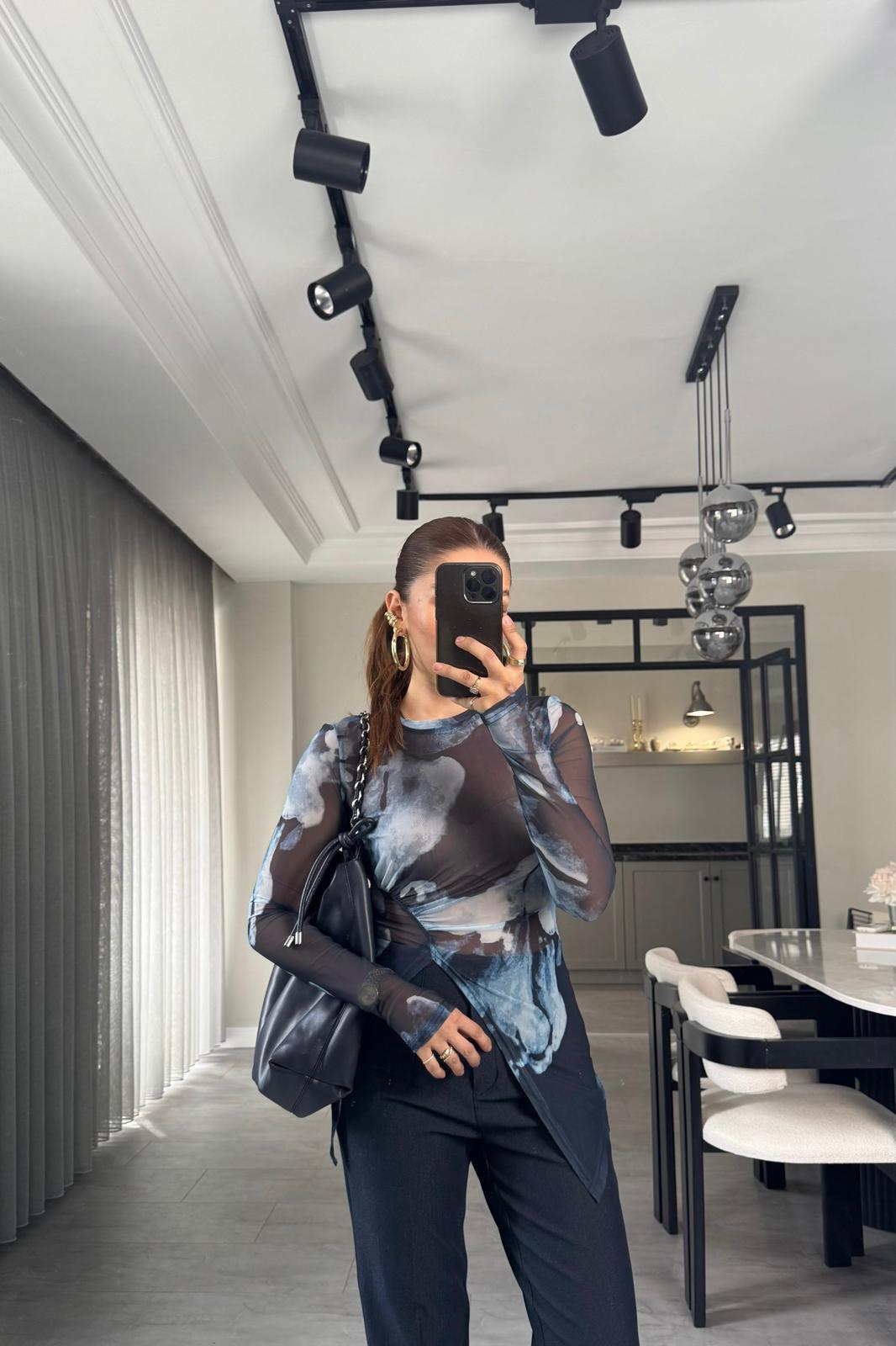 ASİMETRİK TRANSPARAN BLUZ/0988