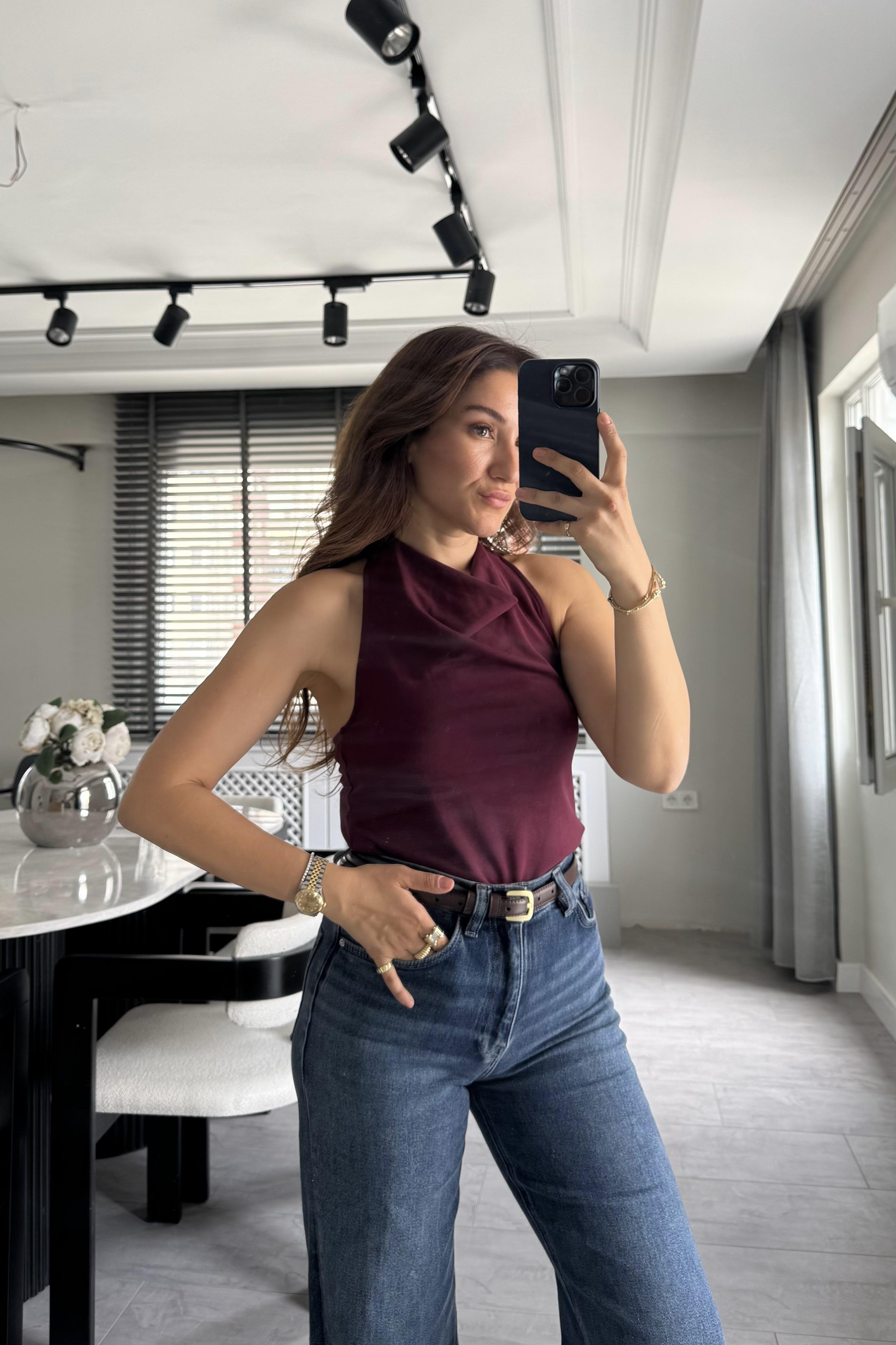 BOYUNDAN BAĞLAMALI DEGAJE BLUZ