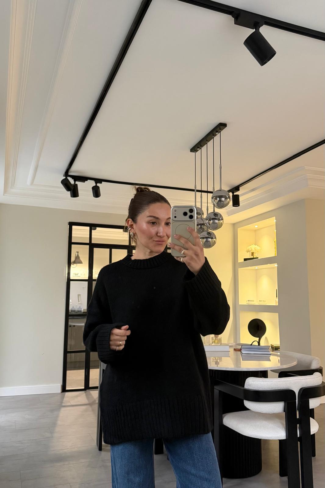 BİSİKLET YAKA OVERSİZE KAZAK