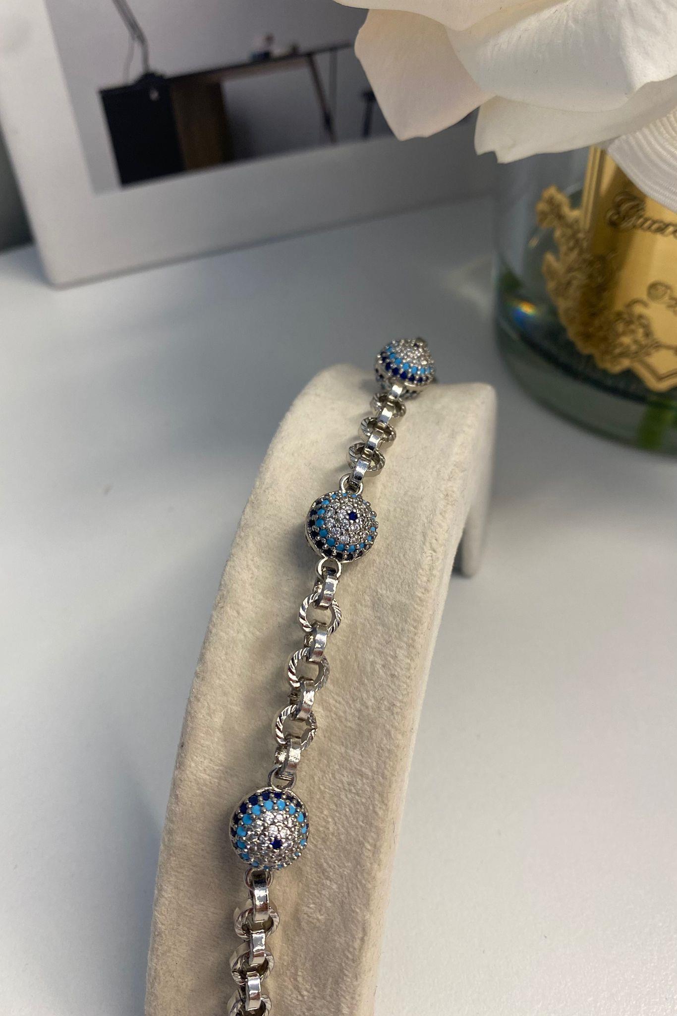 TAŞLI NAZAR BONCUKLU BİLEZİK