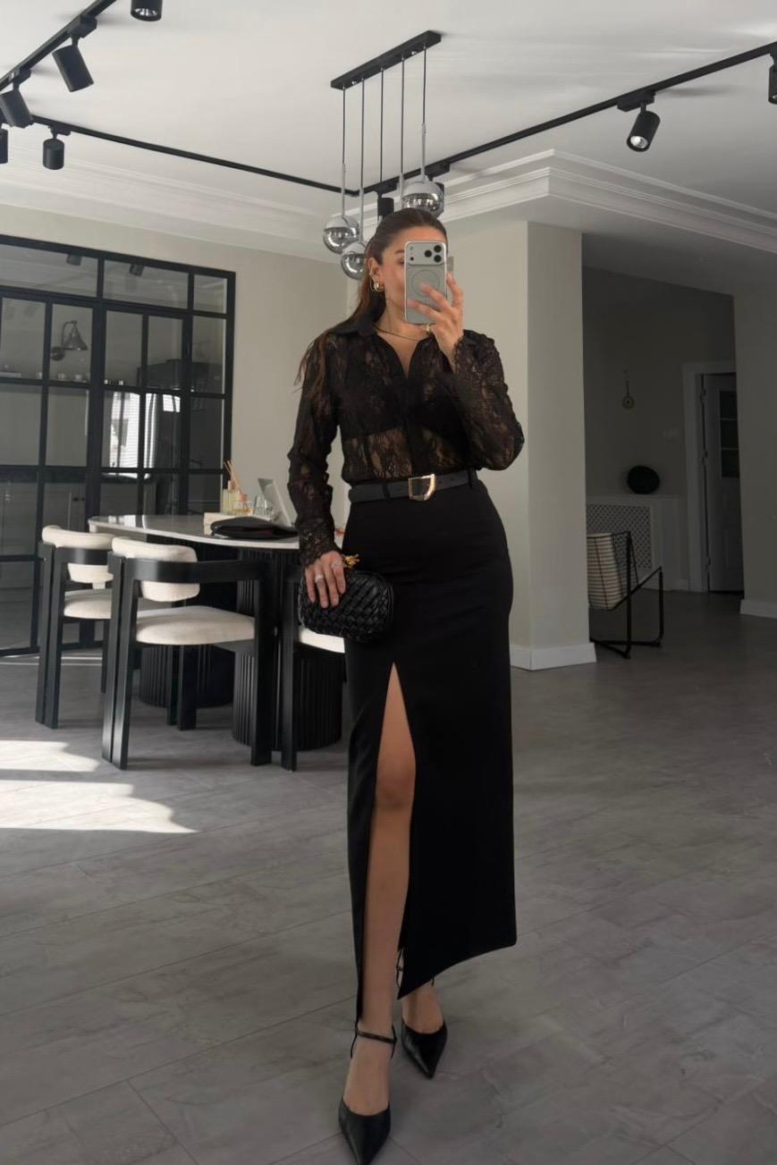 ÖNDEN YIRTMAÇLI MAKSİ ETEK/3051