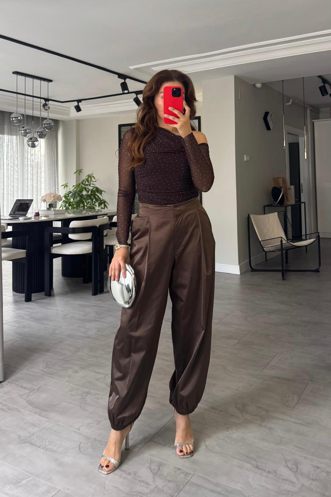 PAÇASI LASTİKLİ SATEN ŞALVAR PANTOLON/51235