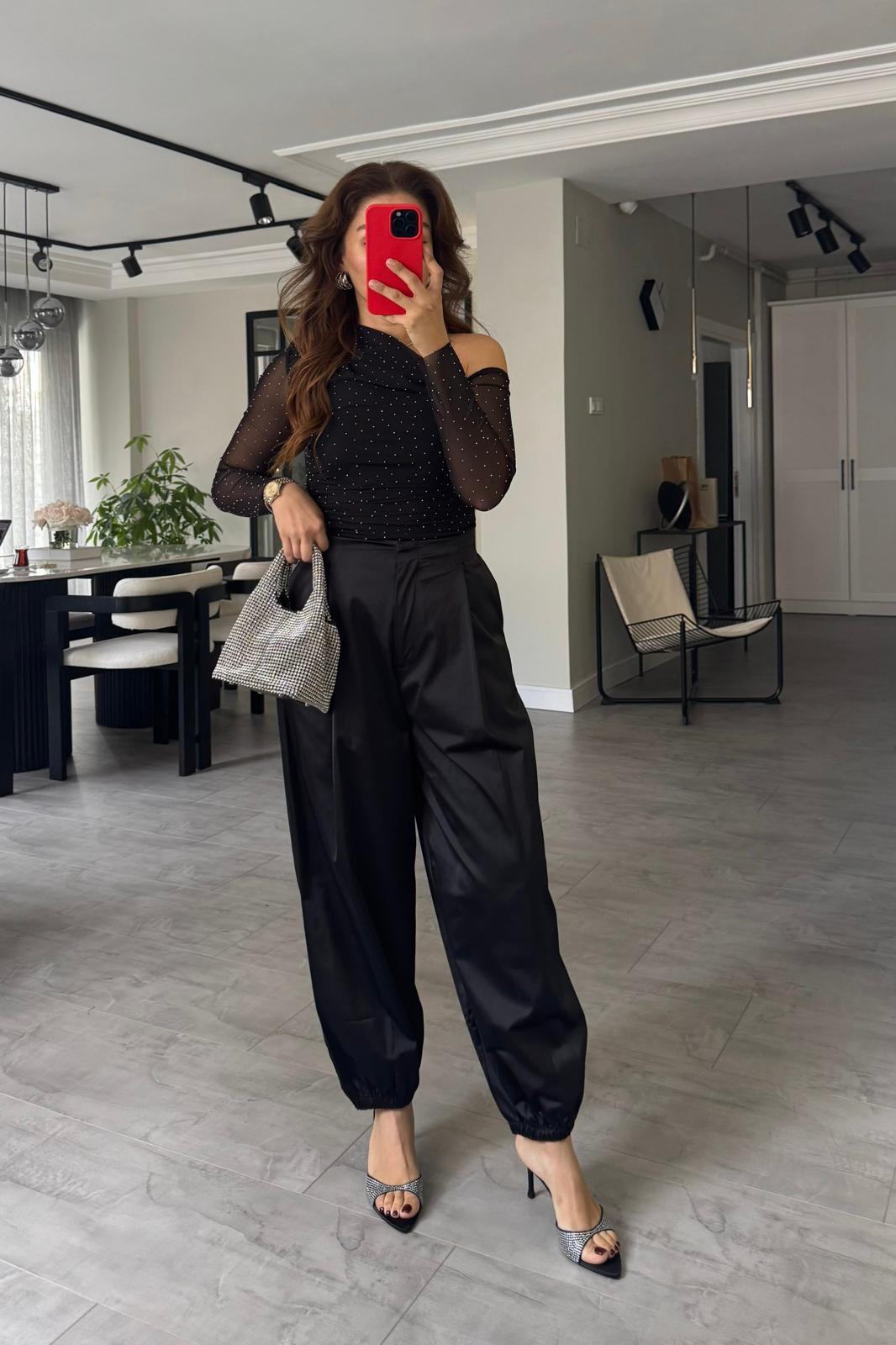 PAÇASI LASTİKLİ SATEN ŞALVAR PANTOLON/51235