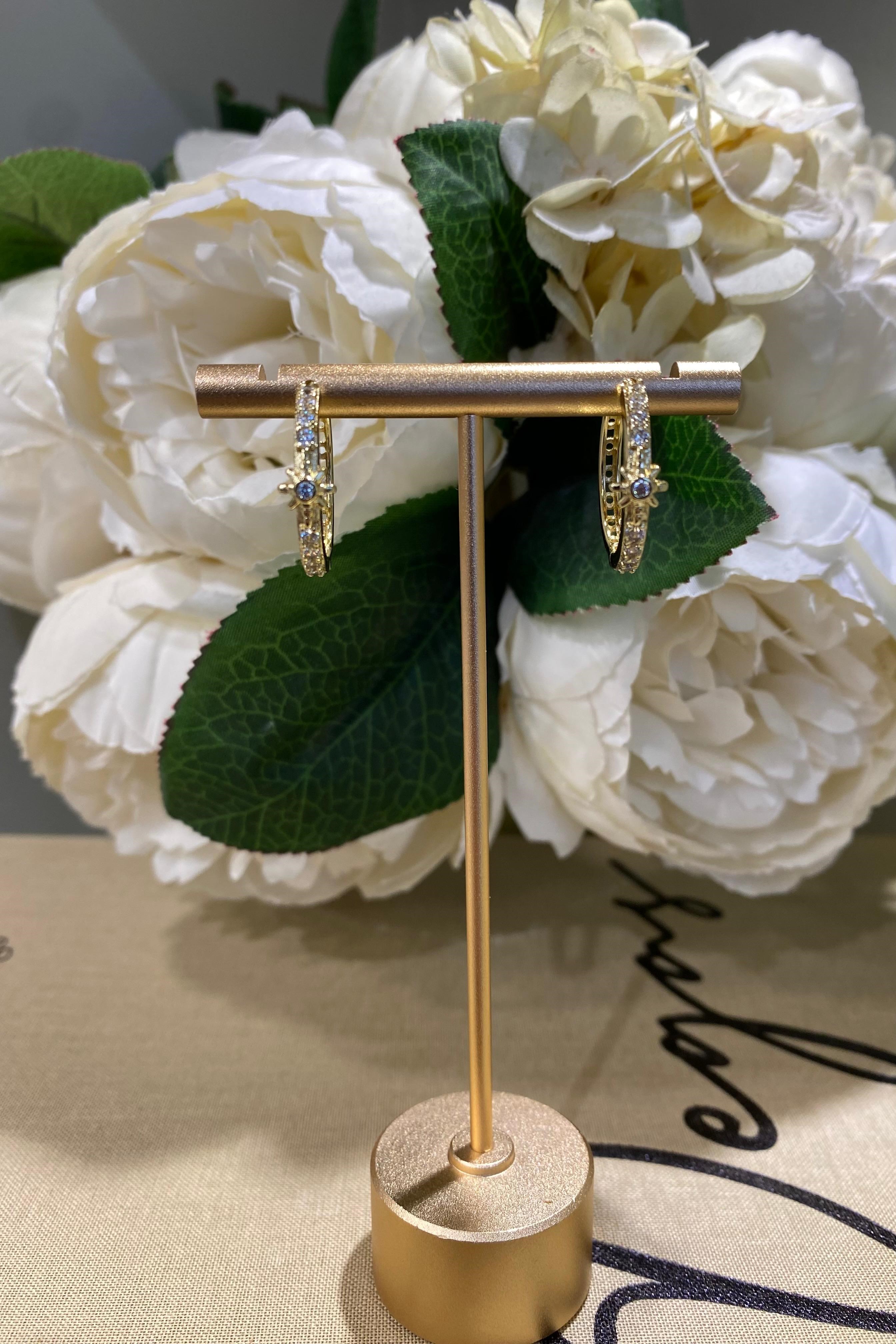 GÖMME TAŞLI YILDIZ DETAY HALKA KÜPE