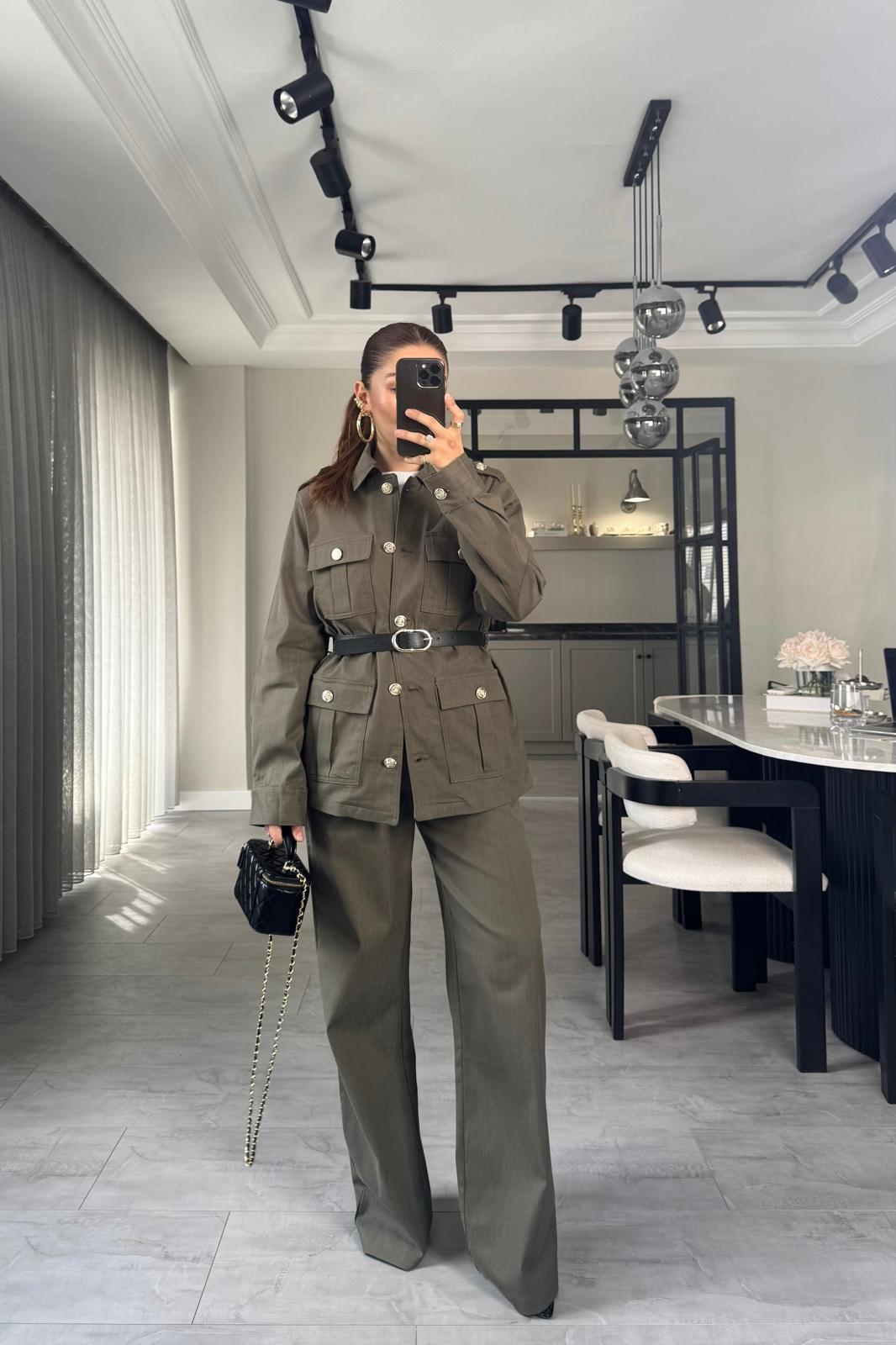 KEMERLİ APOLETLİ DENİM TAKIM/7292