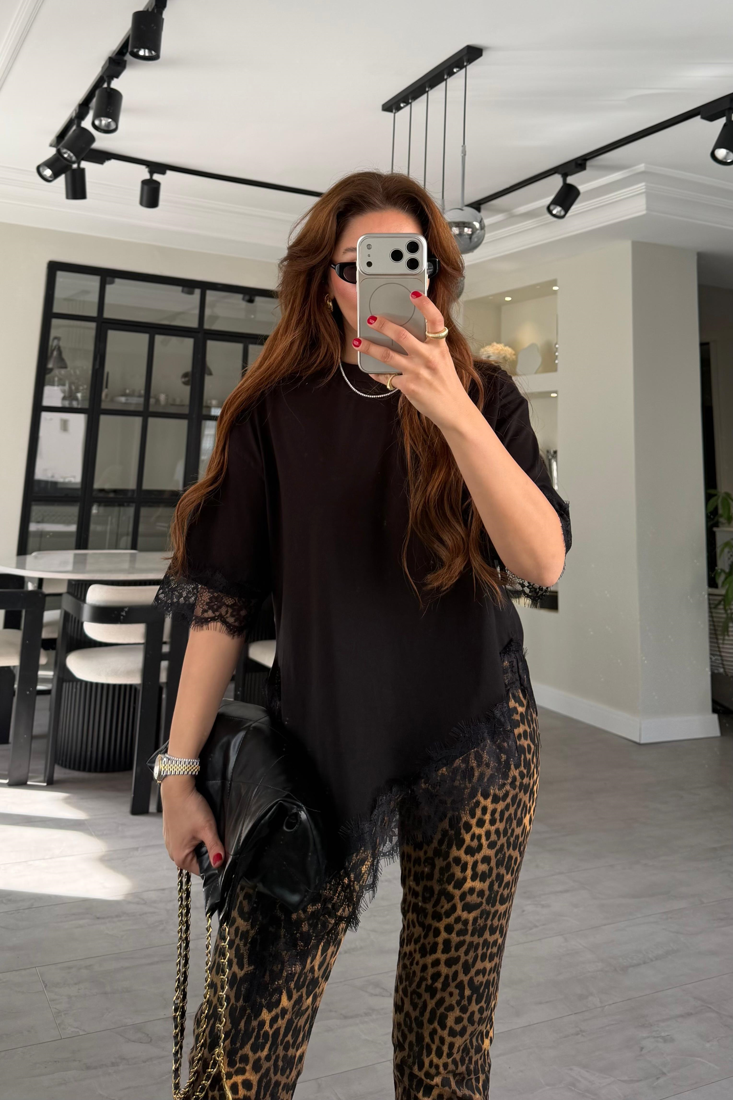 VEREV DANTEL KESİM OVERSİZE T-SHİRT/22856