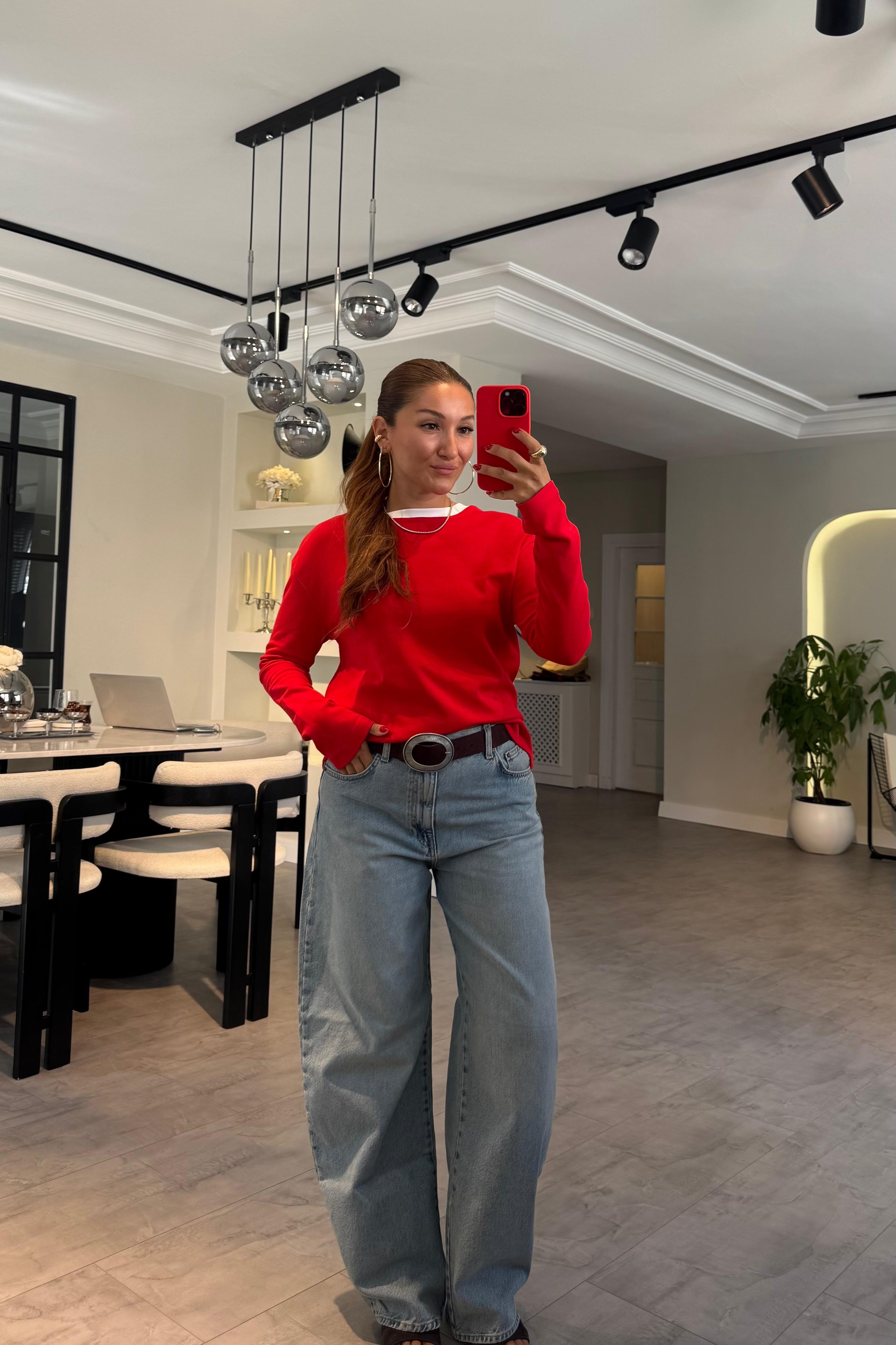 BİYE DETAYLI UZUNKOL SWEATSHIRT/8454