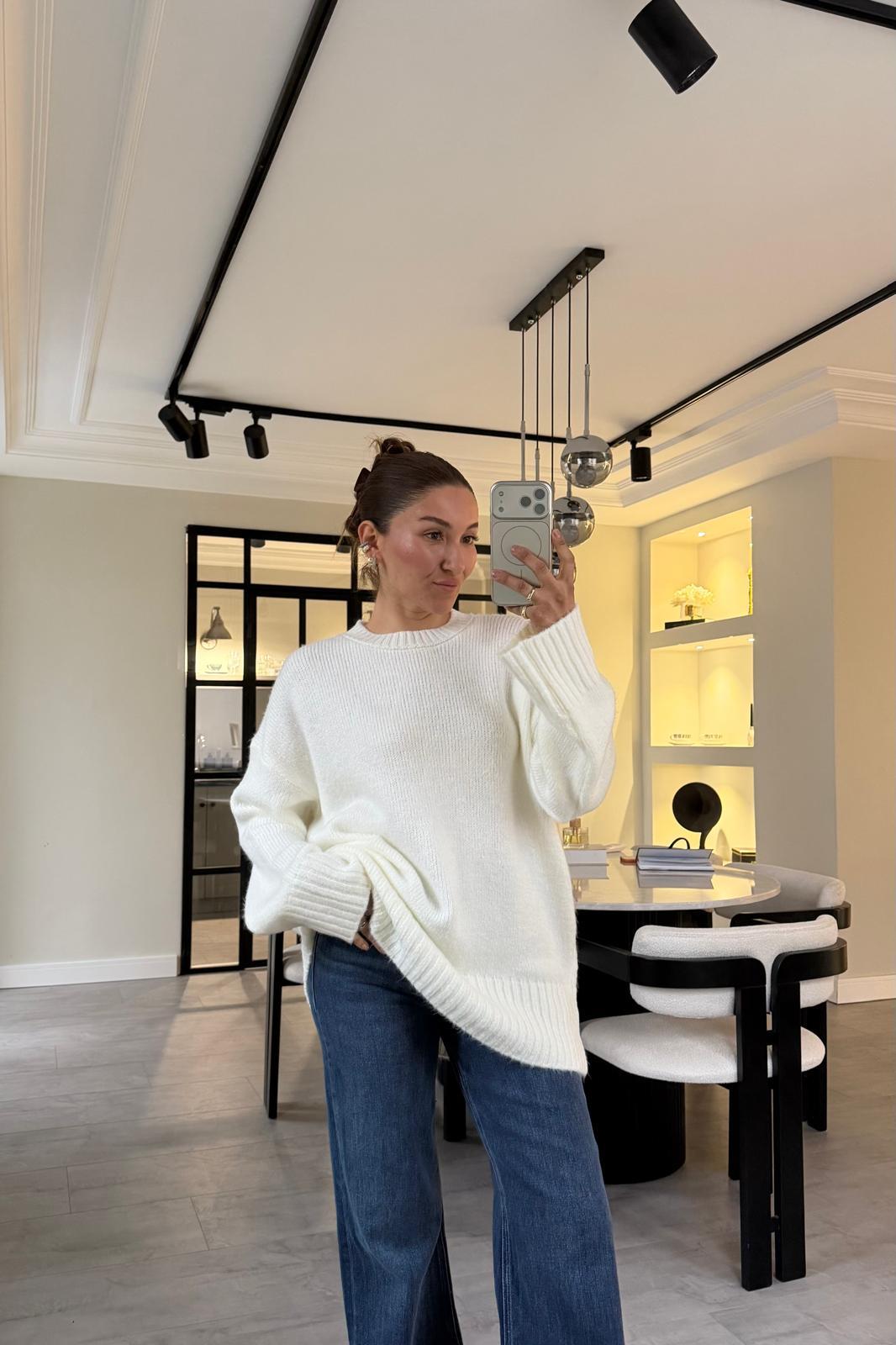 BİSİKLET YAKA OVERSİZE KAZAK