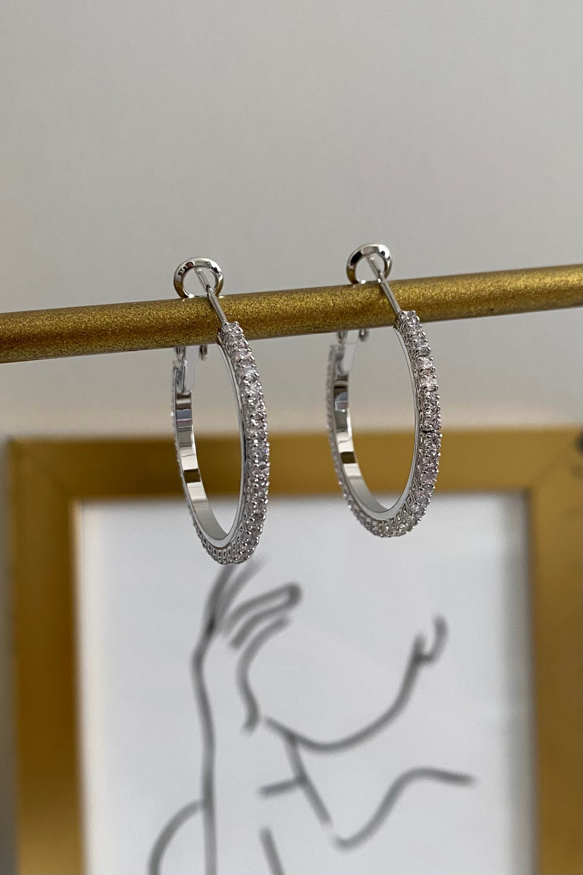 GÖMME TAŞLI HALKA KÜPE 2,5cm