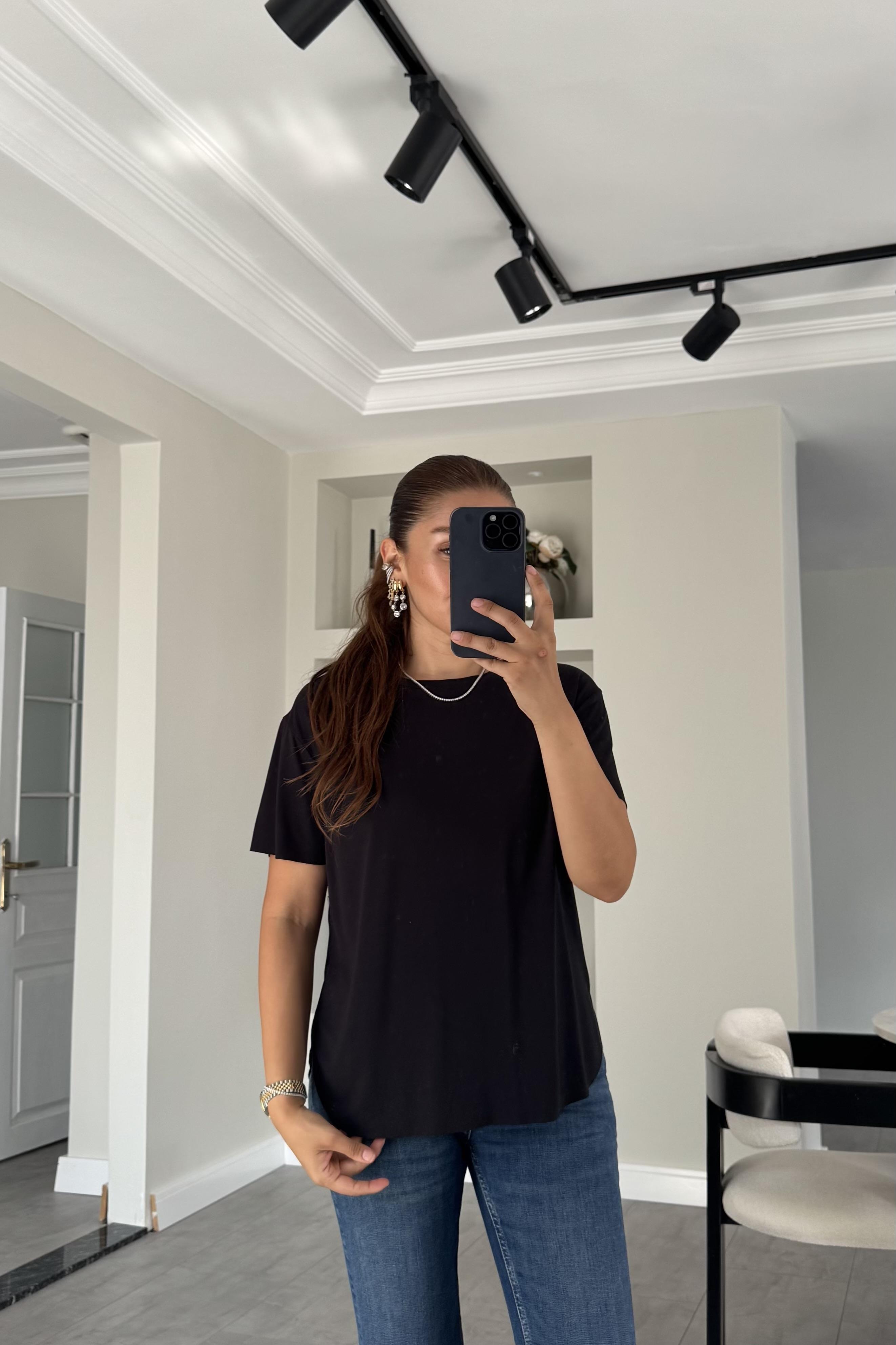 SIFIR YAKA MODAL T-SHİRT/4635