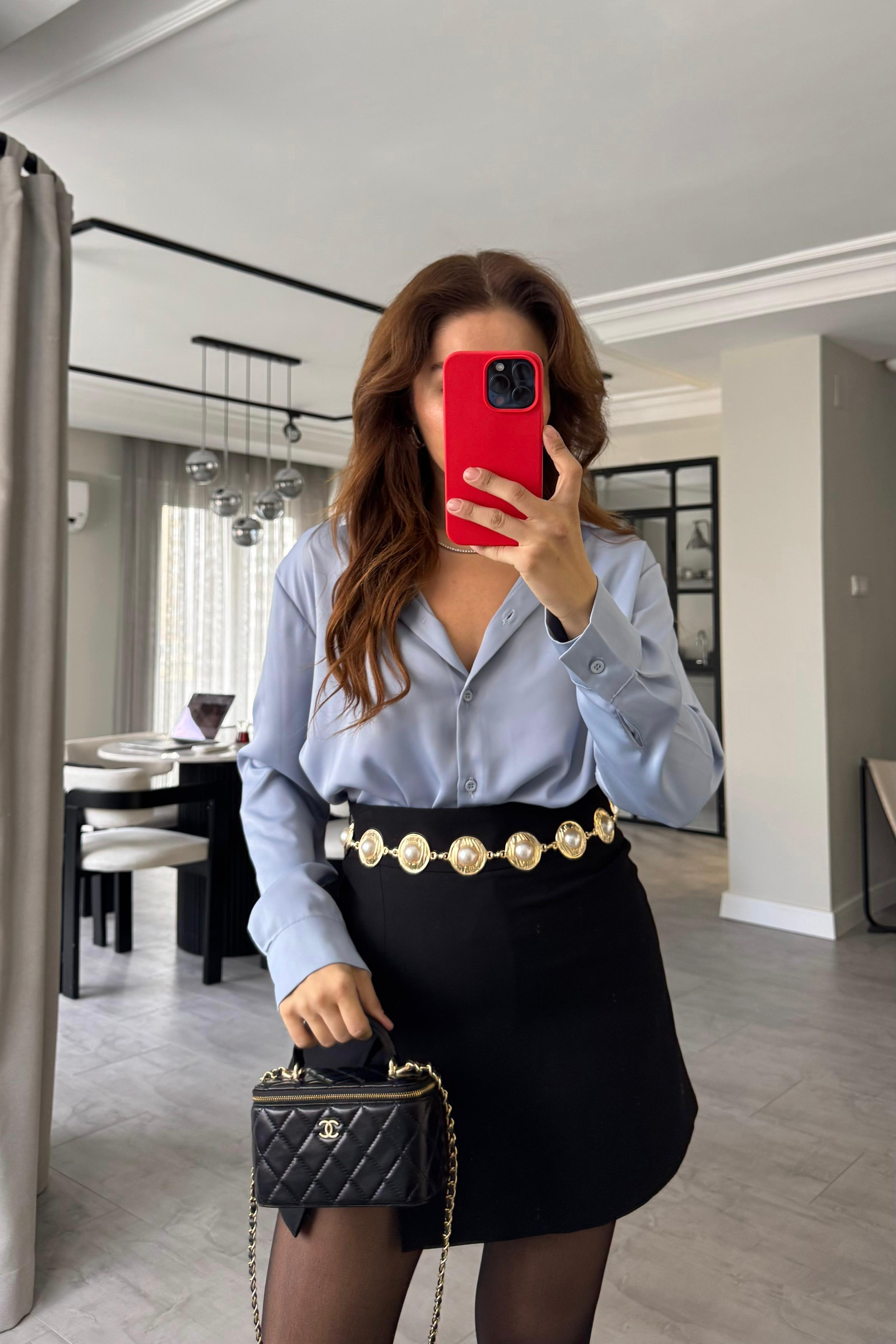 OVAL KESİM SATEN GÖMLEK/4156