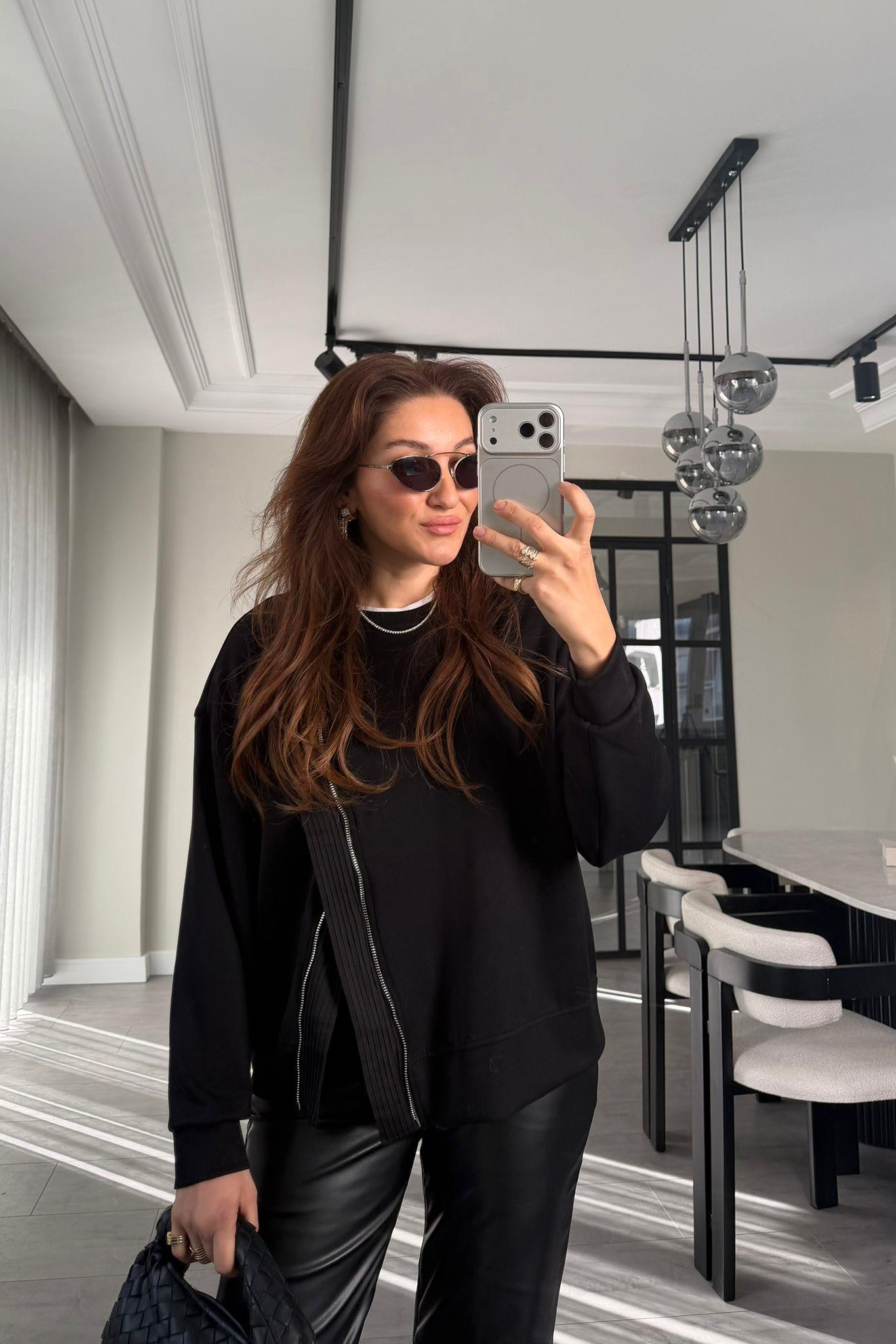 FERMUAR DETAYLI MODAL SWEAT