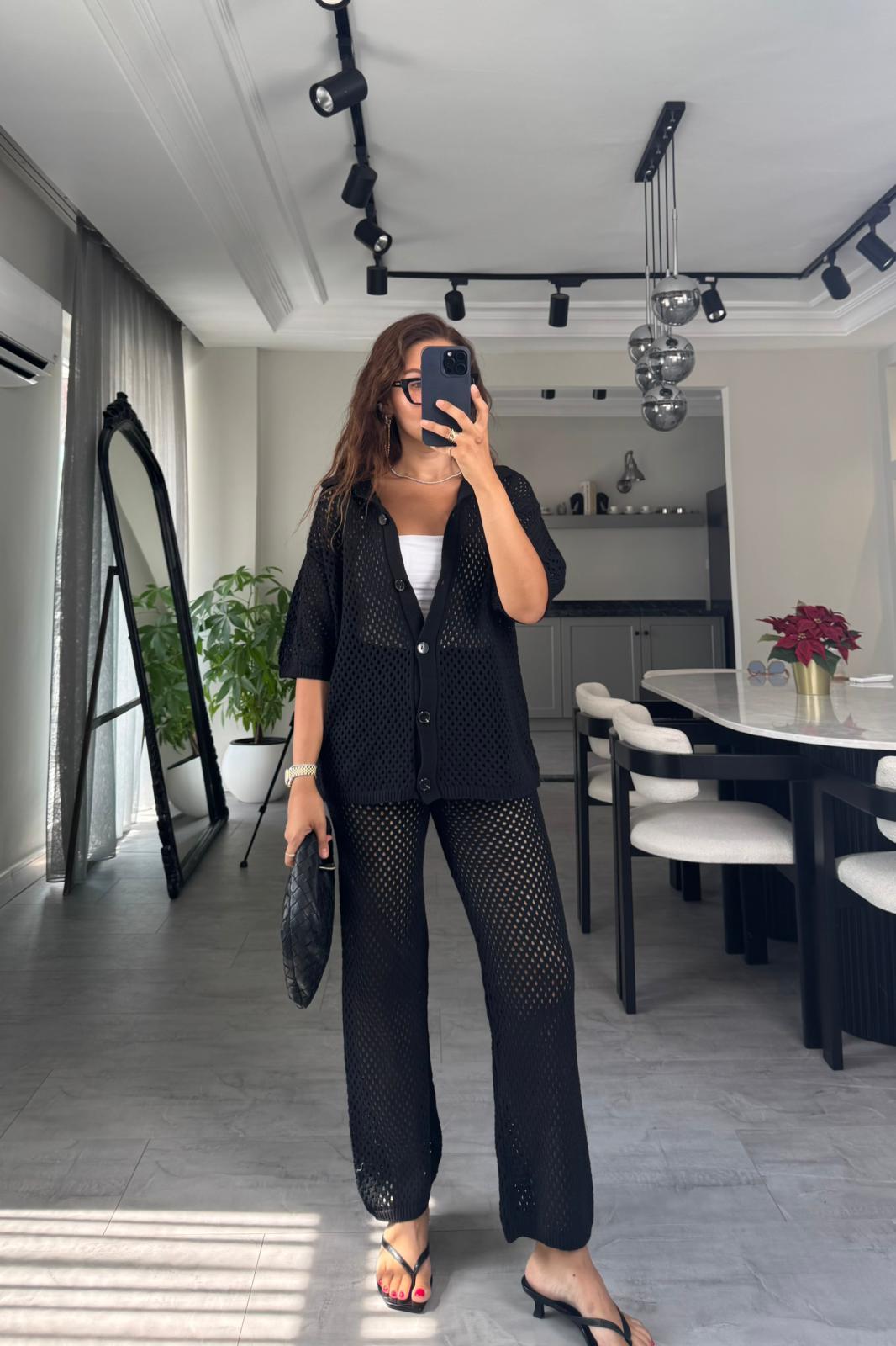 ÖRME BEACHWEAR DÜĞMELİ TAKIM/2338