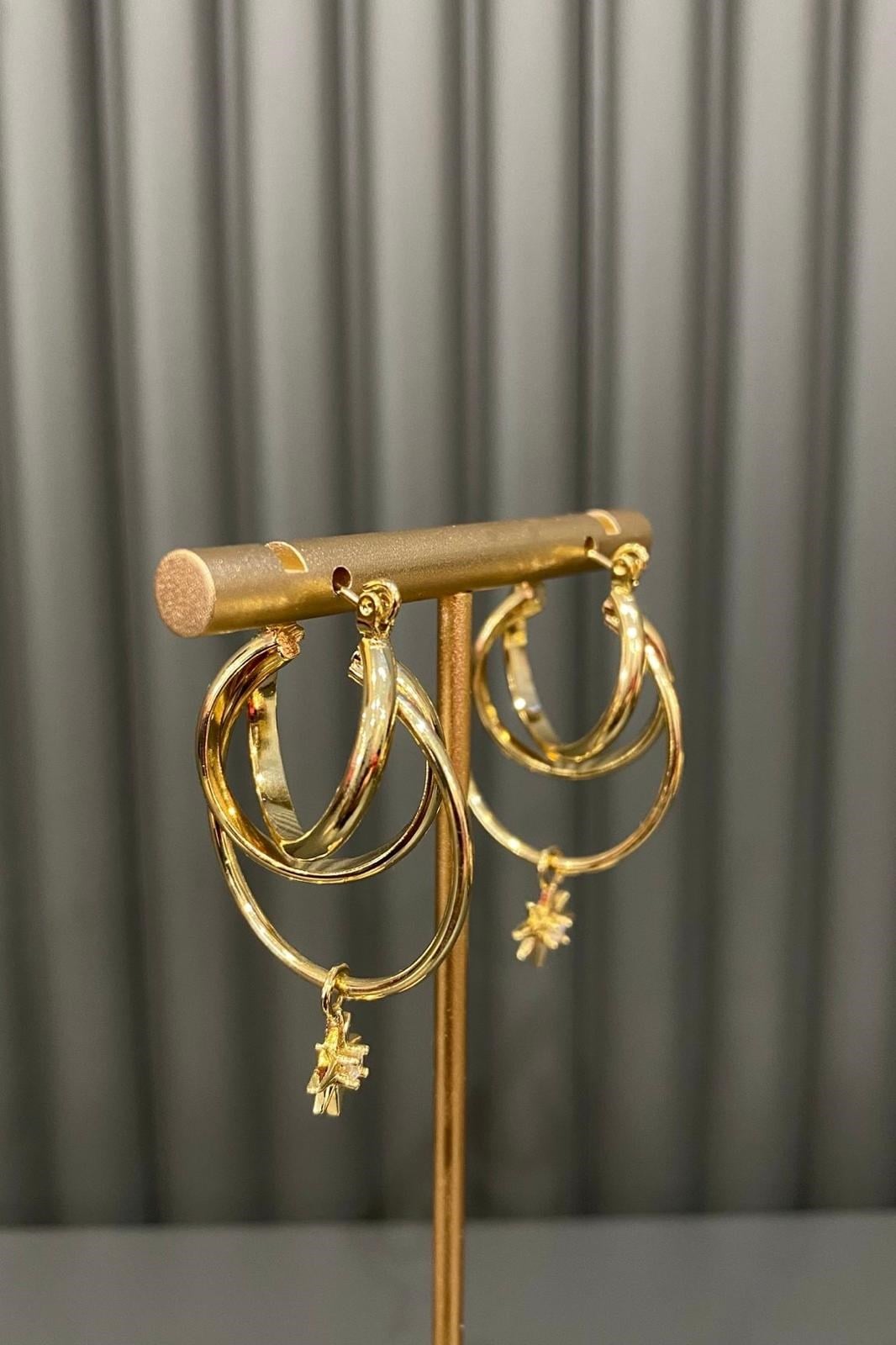 TAŞLI KUZEY YILDIZI SALLANTILI ÇOKLU KÜPE